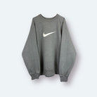 Nike 2000s Y2K Sweater Center Swoosh Grau XL - Vinverse