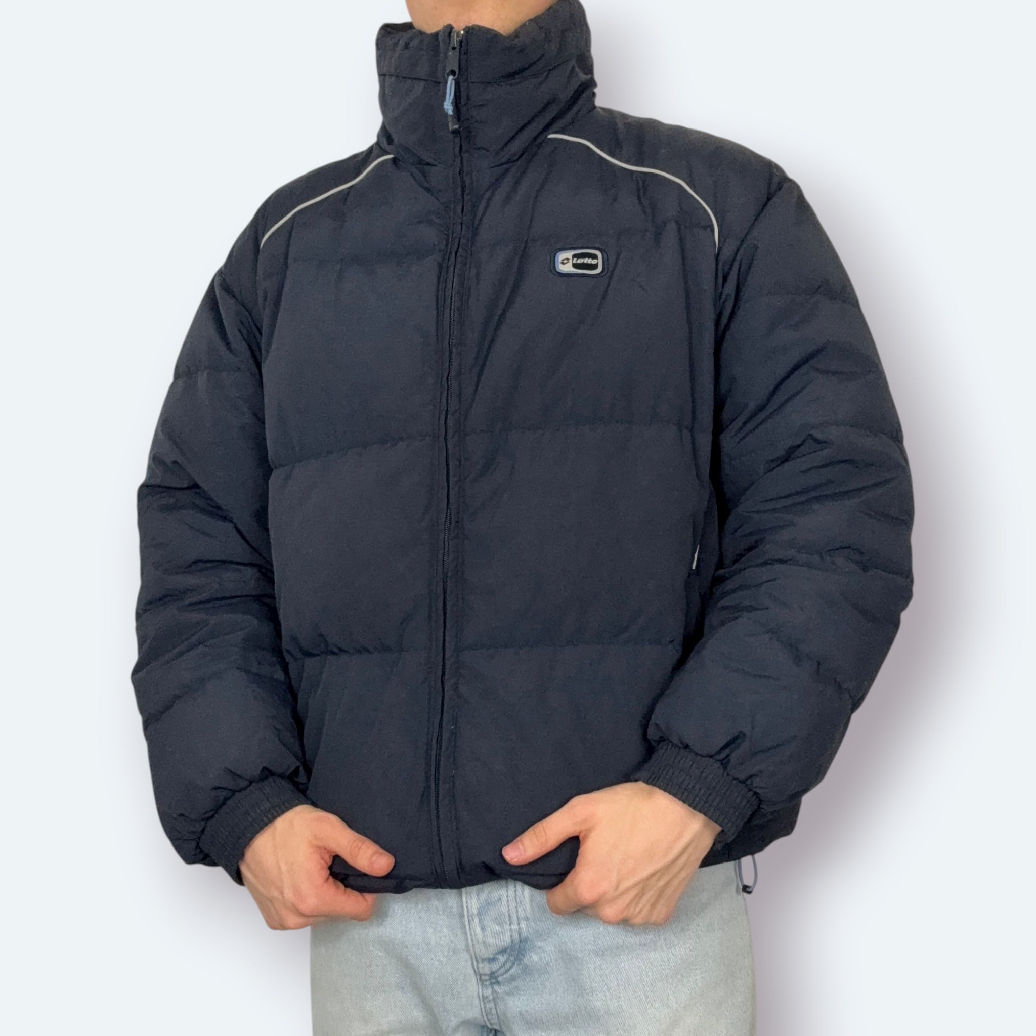 Lotto 2000s Y2K Daunen Puffer Jacke Marineblau L - Vinverse