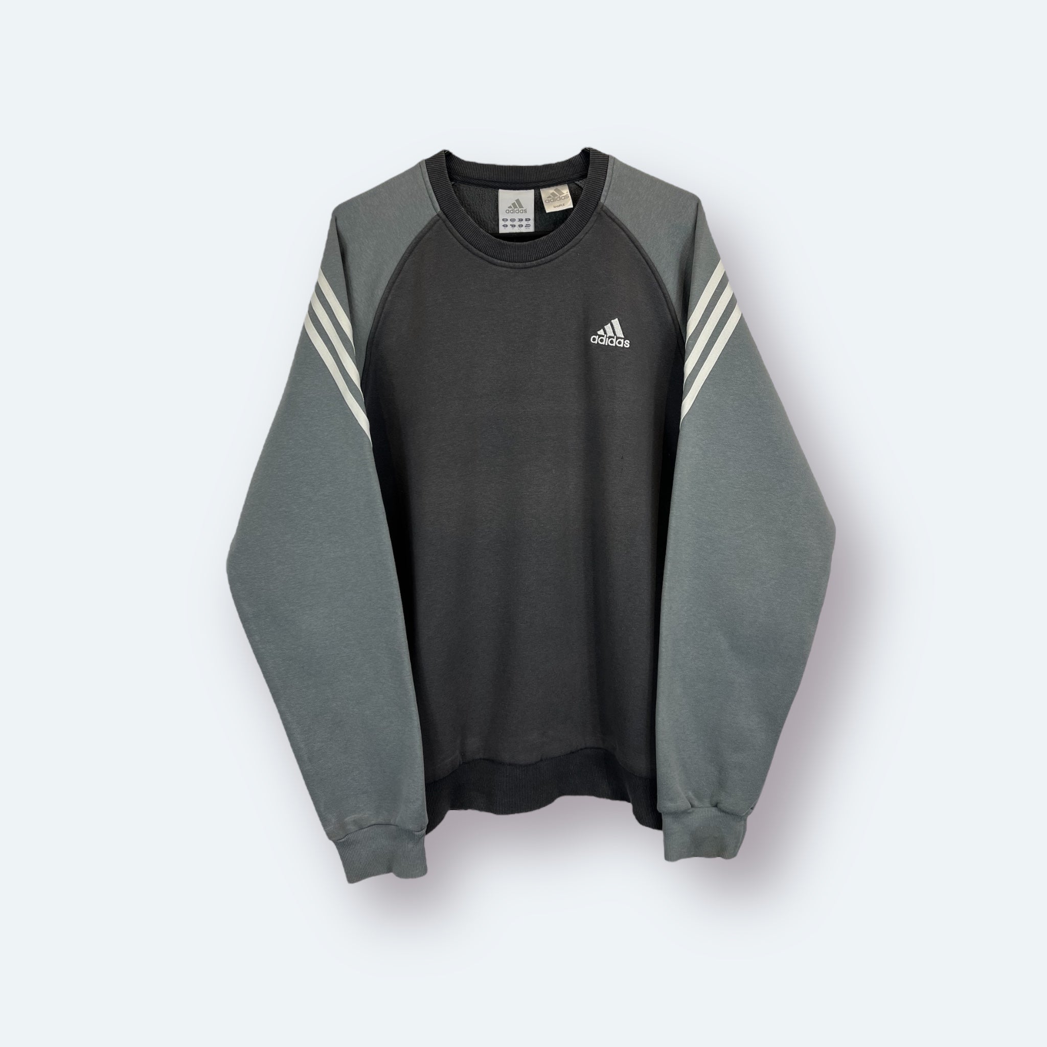 Adidas 2000er Sweater bestickt Grau M - Vinverse