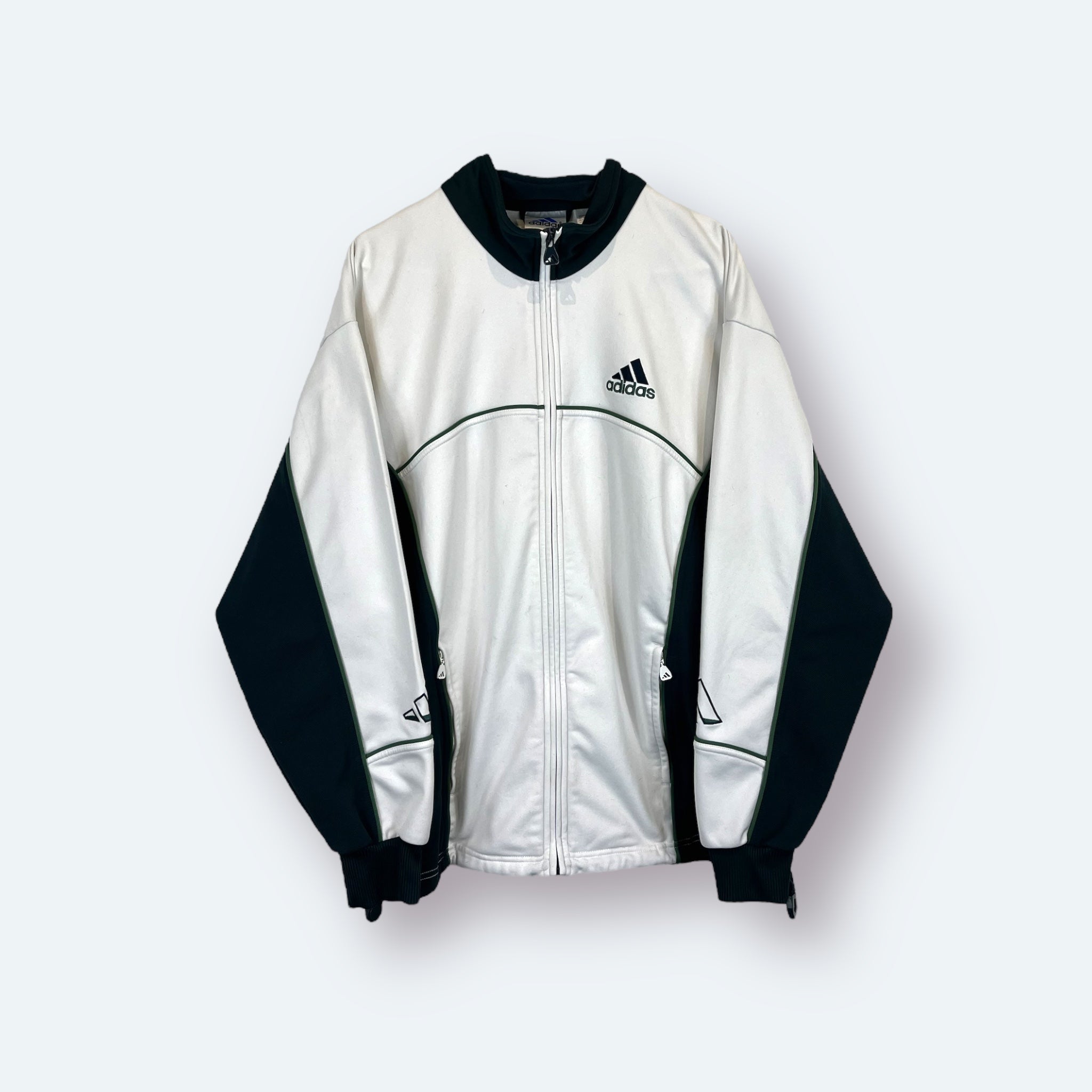 Adidas Vintage Trainingsjacke bestickt Weiß M - Vinverse