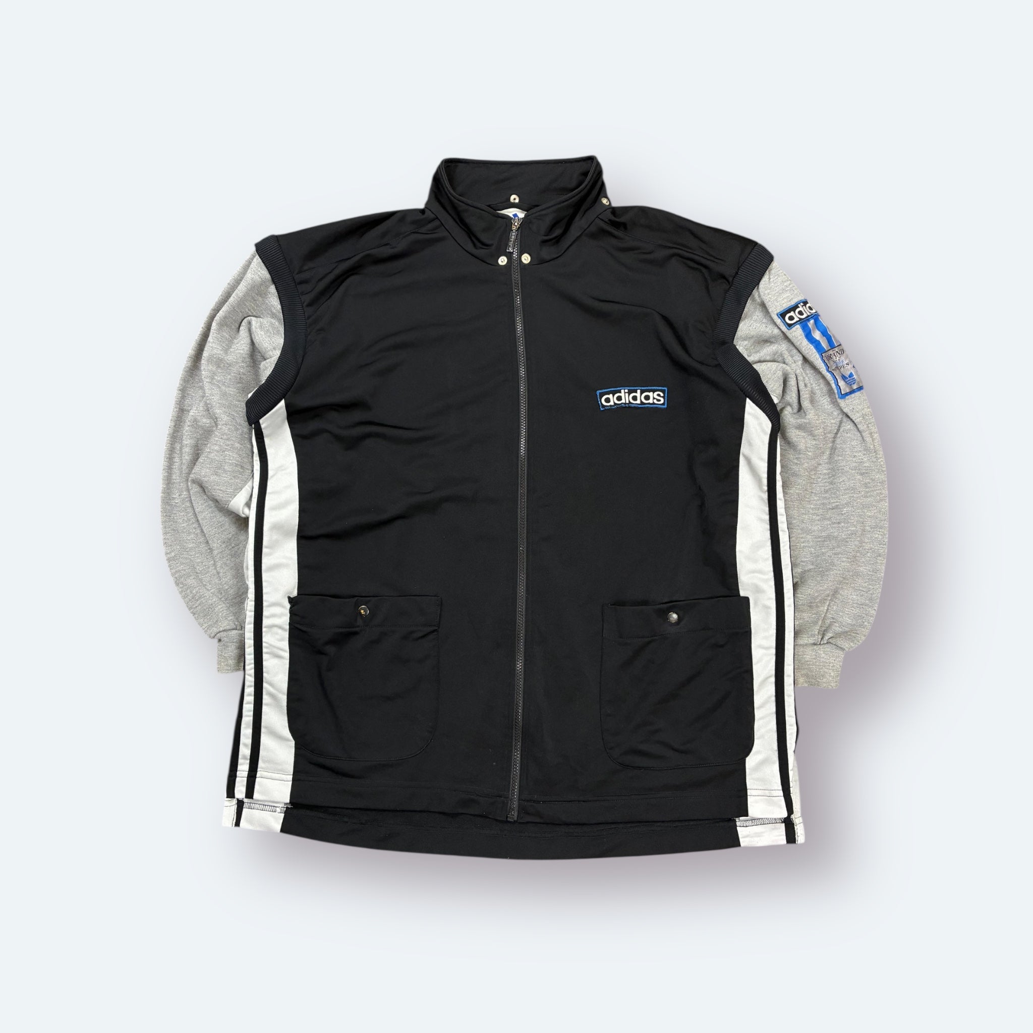 Adidas 90er Vintage Trainingsjacke bestickt Schwarz XL - Vinverse