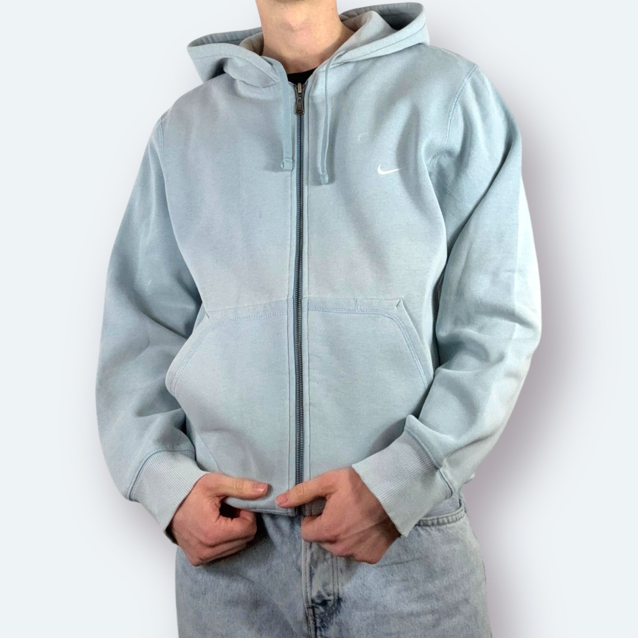Nike 2000s Washed Zip Hoodie Hellblau M - Vinverse