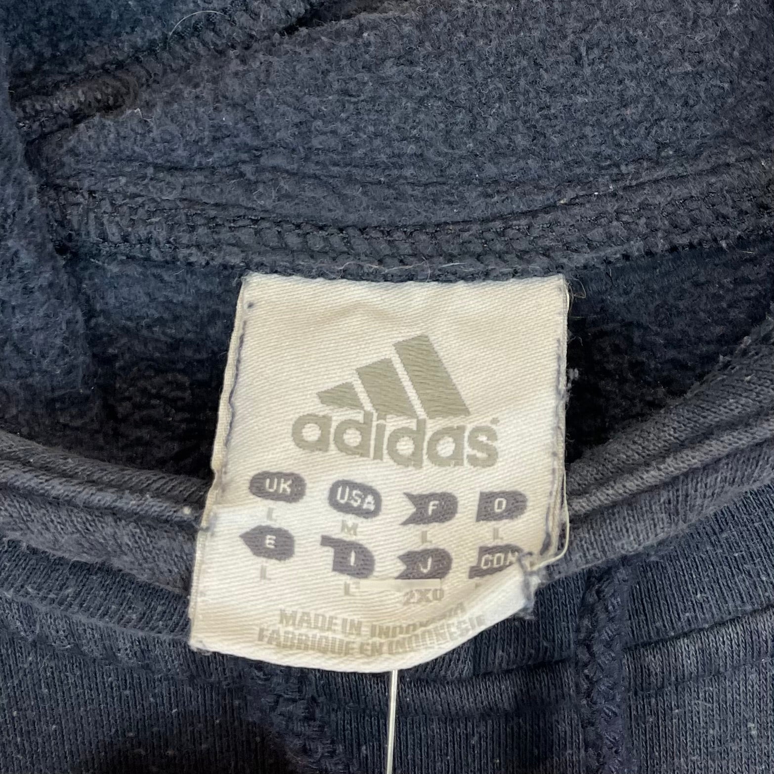 Adidas 2000er Hoodie bestickt Marineblau L - Vinverse