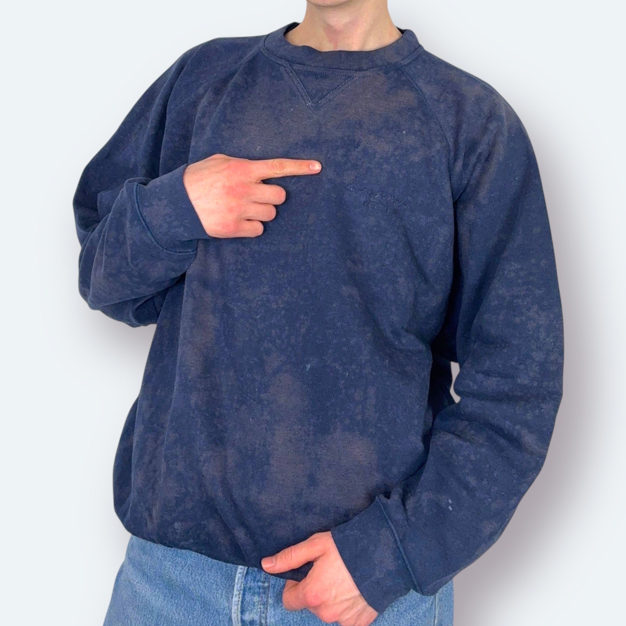 Adidas Colors of Sports 90s Vintage Sweater Re:Bleach Blau L - Vinverse