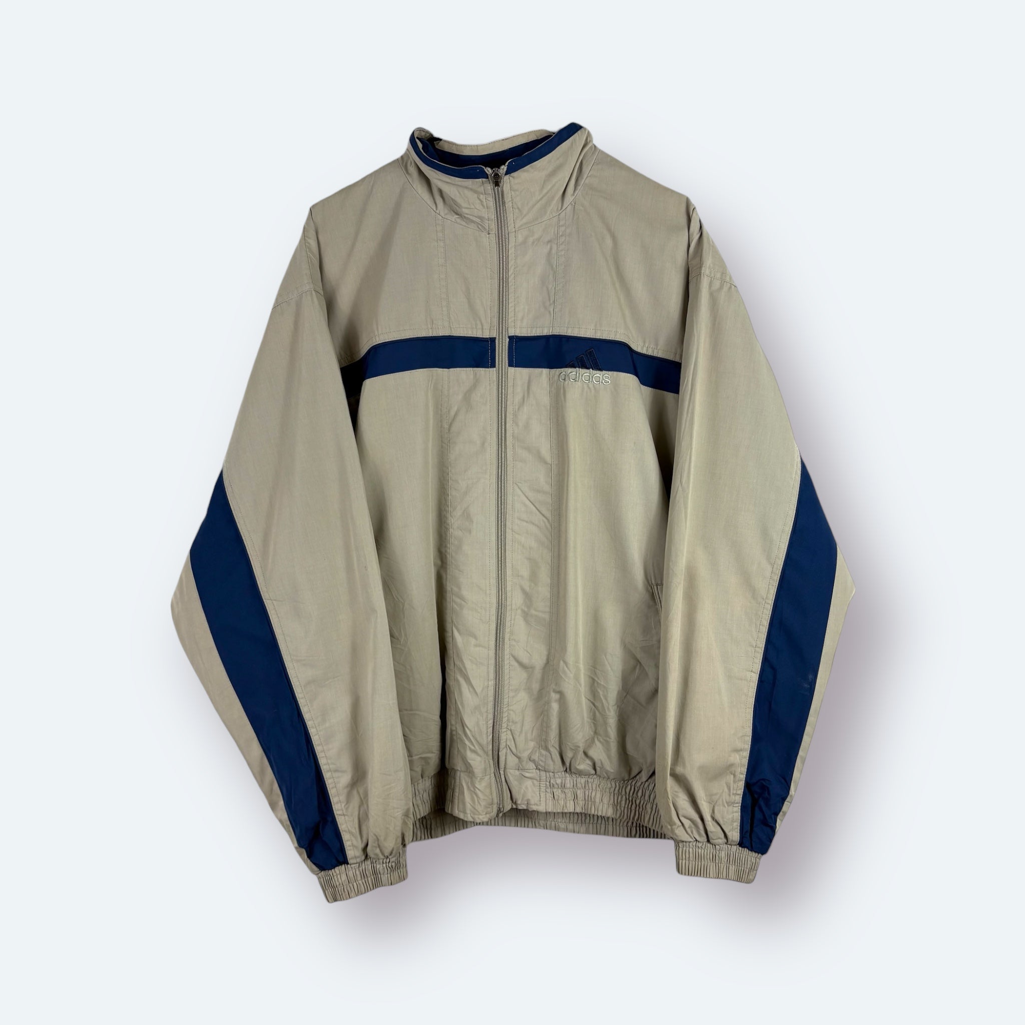 Adidas Vintage Trainingsjacke Beige Marineblau M - Vinverse