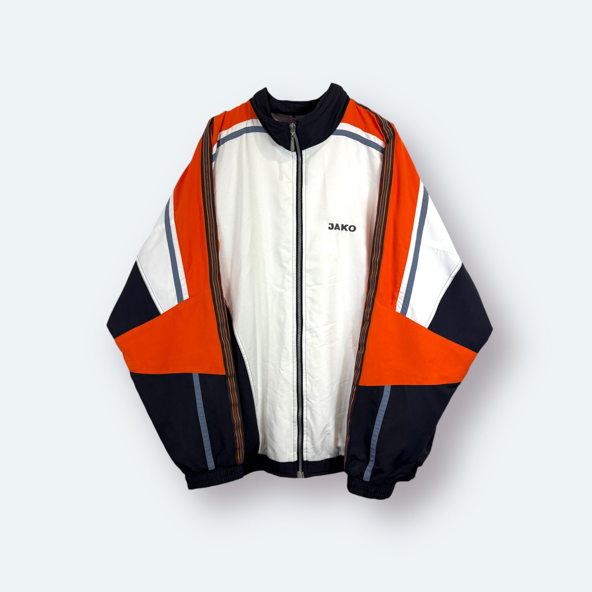 Jako 90s Vintage Trainingsjacke Weiß Orange Marineblau XL - Vinverse
