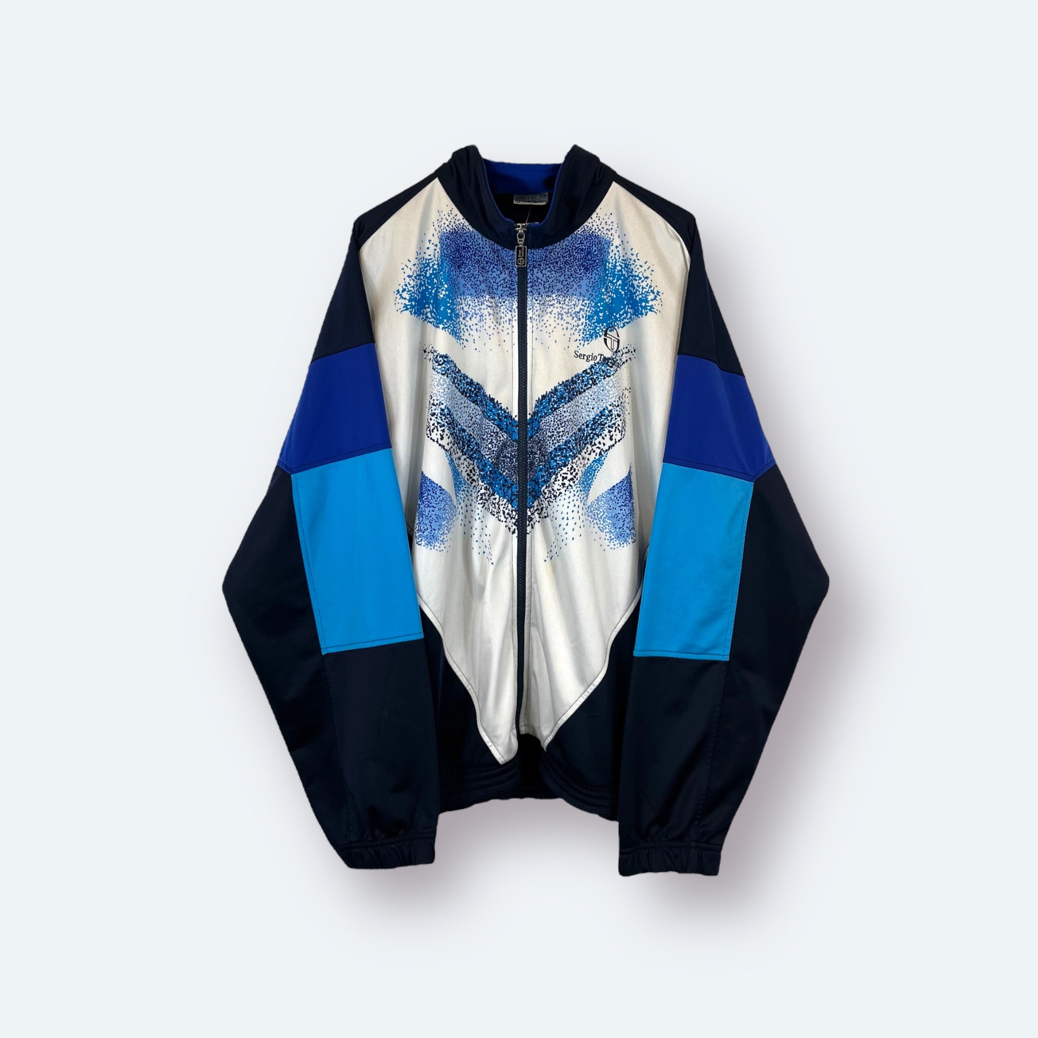 Sergio Tacchini 90s Vintage Trainingsjacke Weiß Blau M - Vinverse