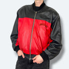 Uncle Sam Vintage Lederjacke 90s Schwarz Rot L - Vinverse