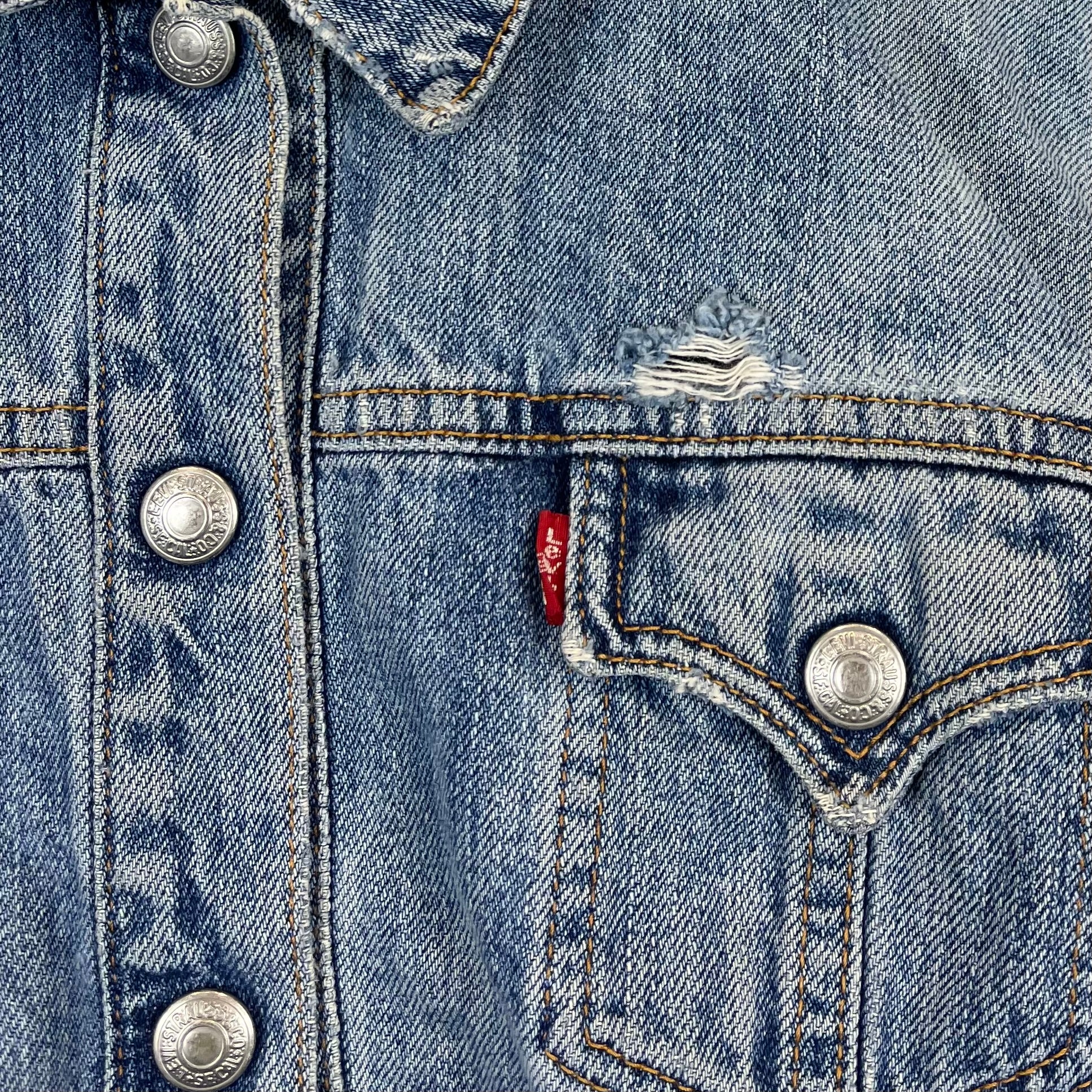 Distressed Levi’s Jeans Jacke Blau Damen L - Vinverse