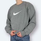 Nike 2000s Y2K Sweater Center Swoosh Grau XL - Vinverse