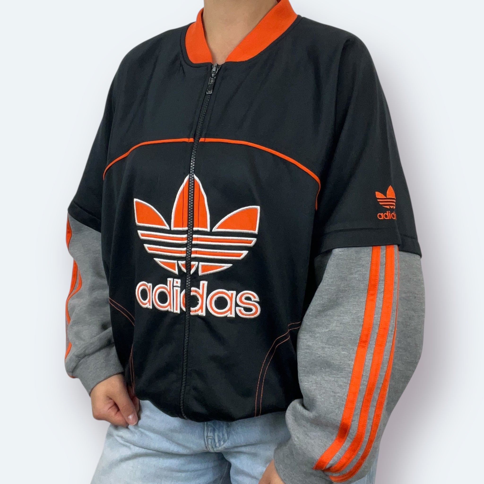 Adidas 80er Trainingsjacke Schwarz Big Logo M - Vinverse