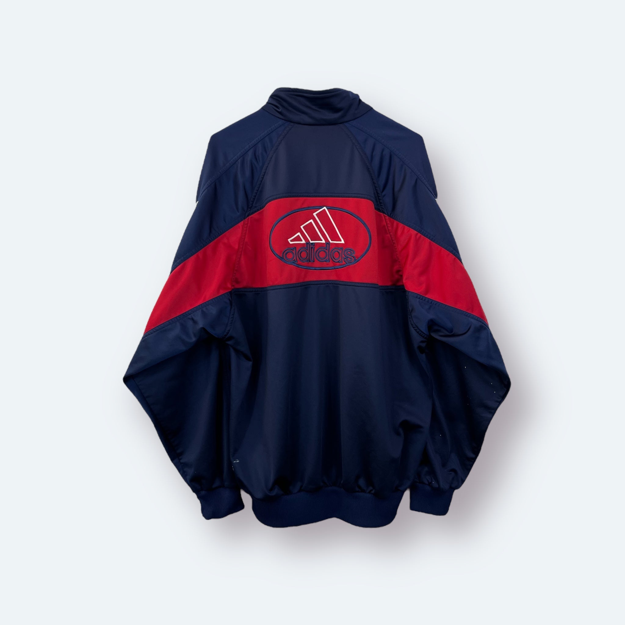 Adidas 90er Vintage Trainingsjacke bestickt Marineblau L - Vinverse