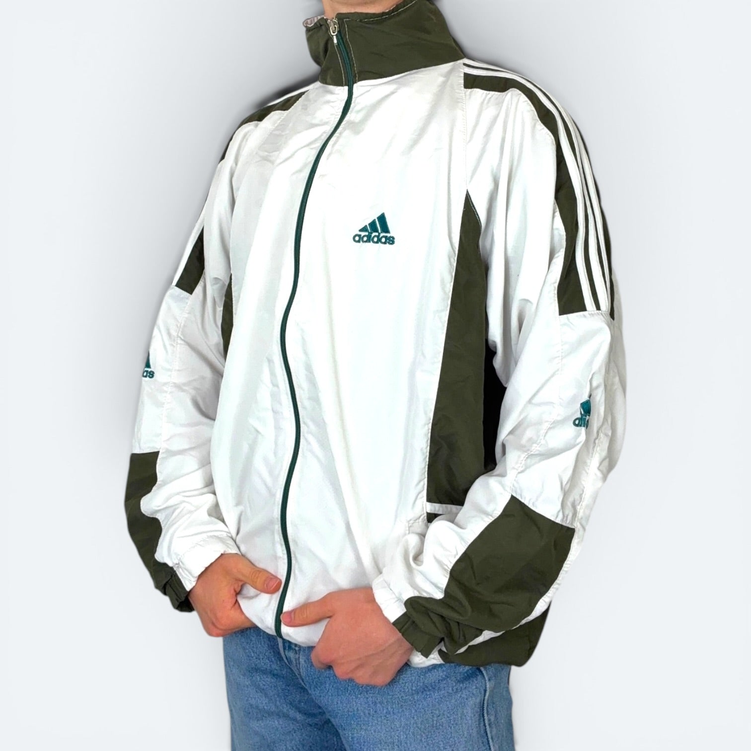 Adidas Vintage Trainingsjacke 90s Weiß XL (FLECK?) - Vinverse