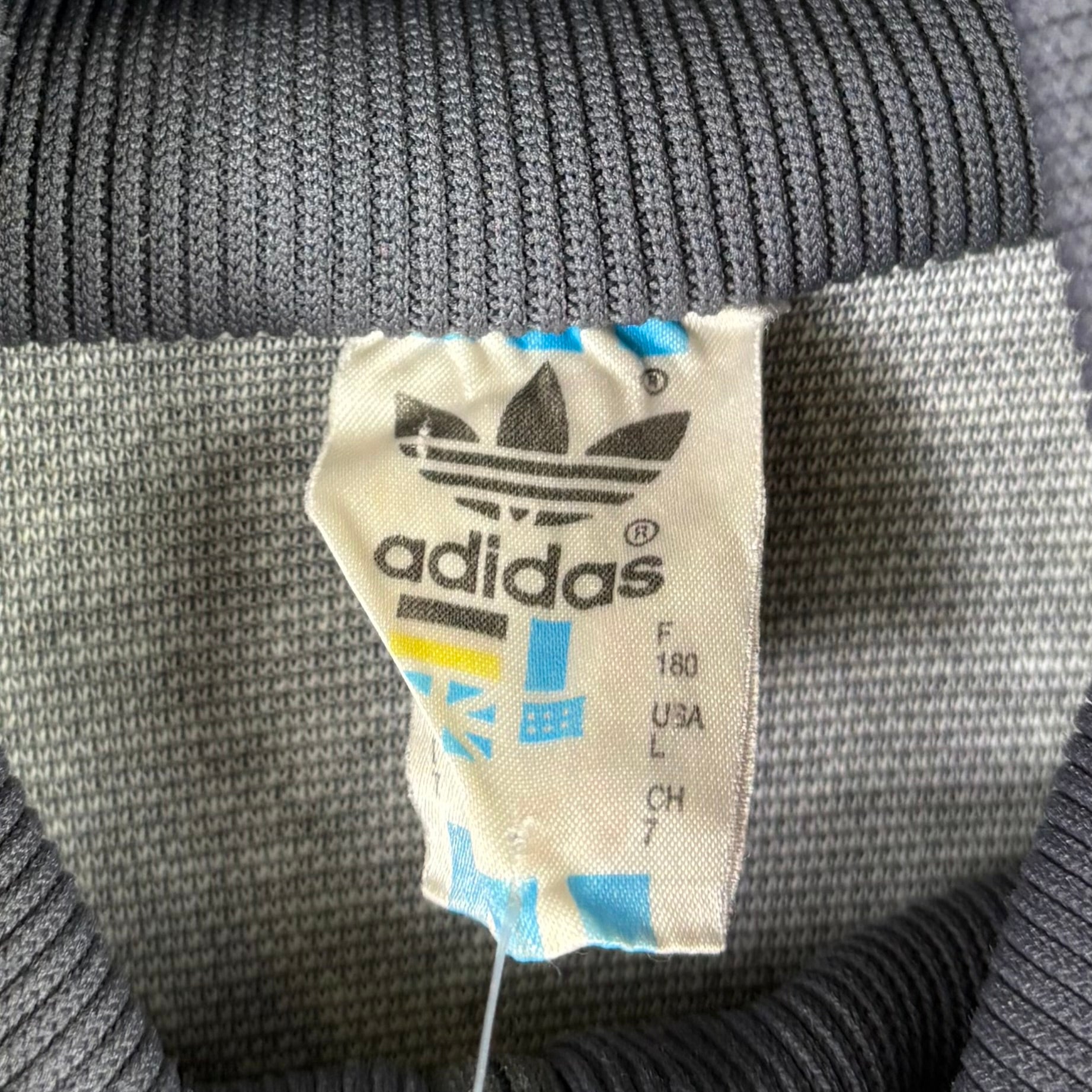 Adidas 80s Vintage Trainingsjacke Grau Türkis XL - Vinverse