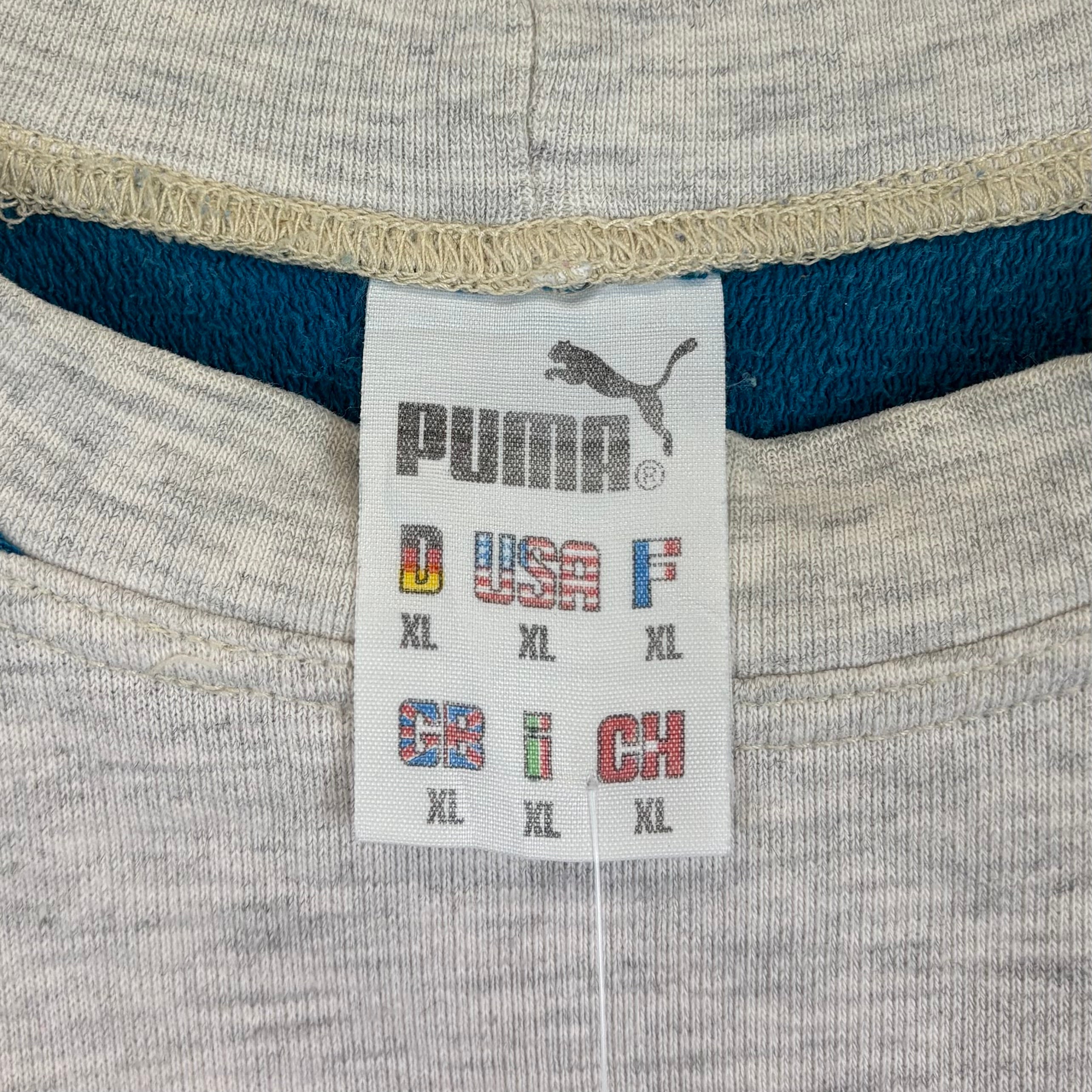 Puma 90s Vintage Sweater Grau Türkis Lila XL - Vinverse