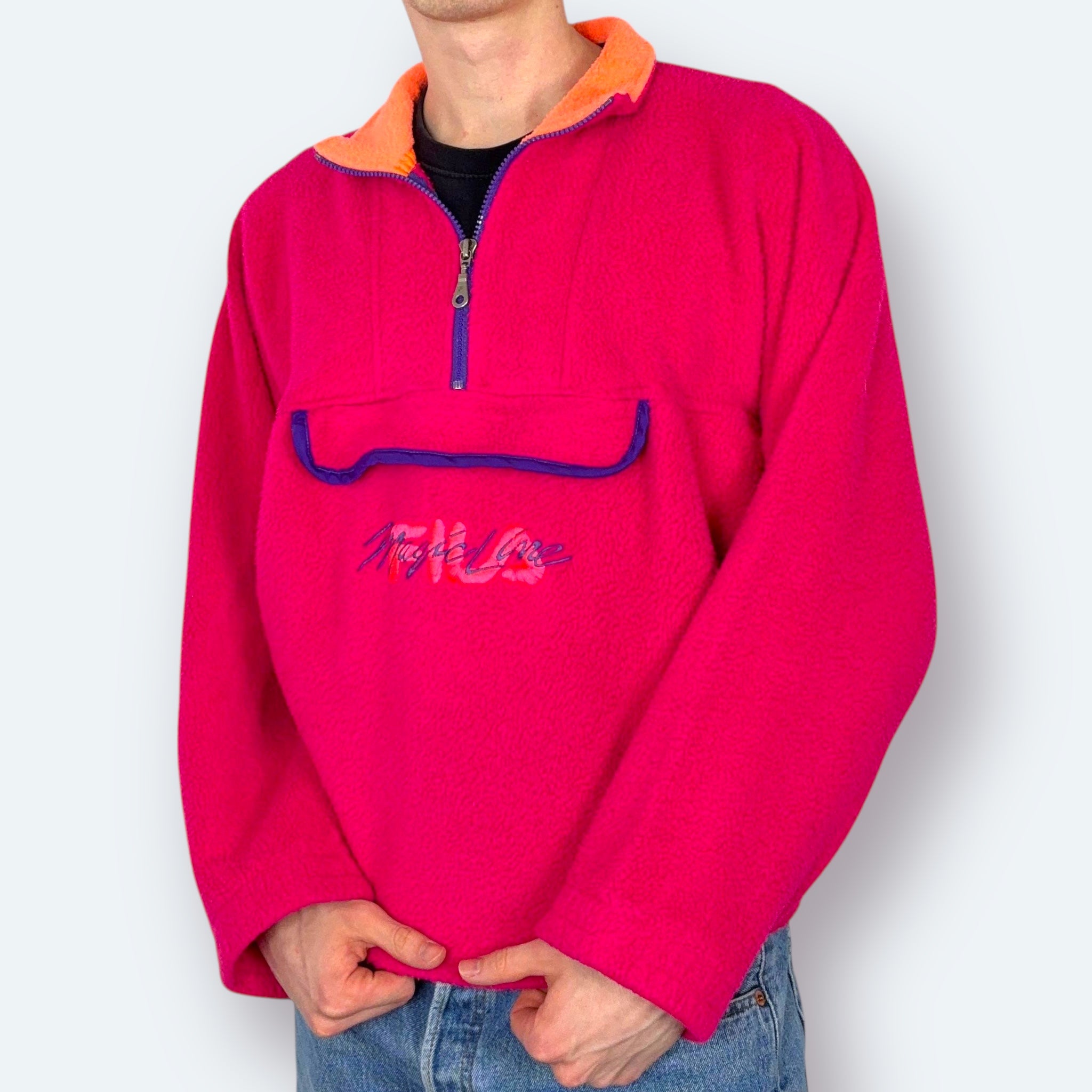 Fila Magic Line 90s Vintage Fleece Pullover Pink M - Vinverse