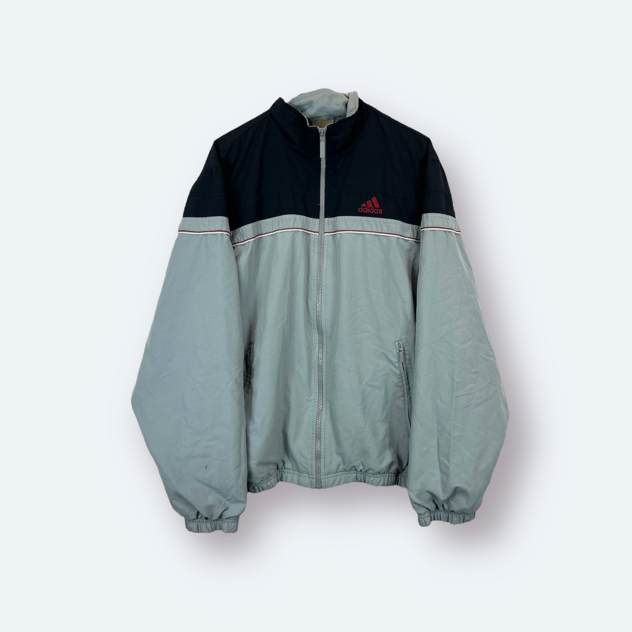 Adidas 2000er Trainingsjacke bestickt Grau M - Vinverse