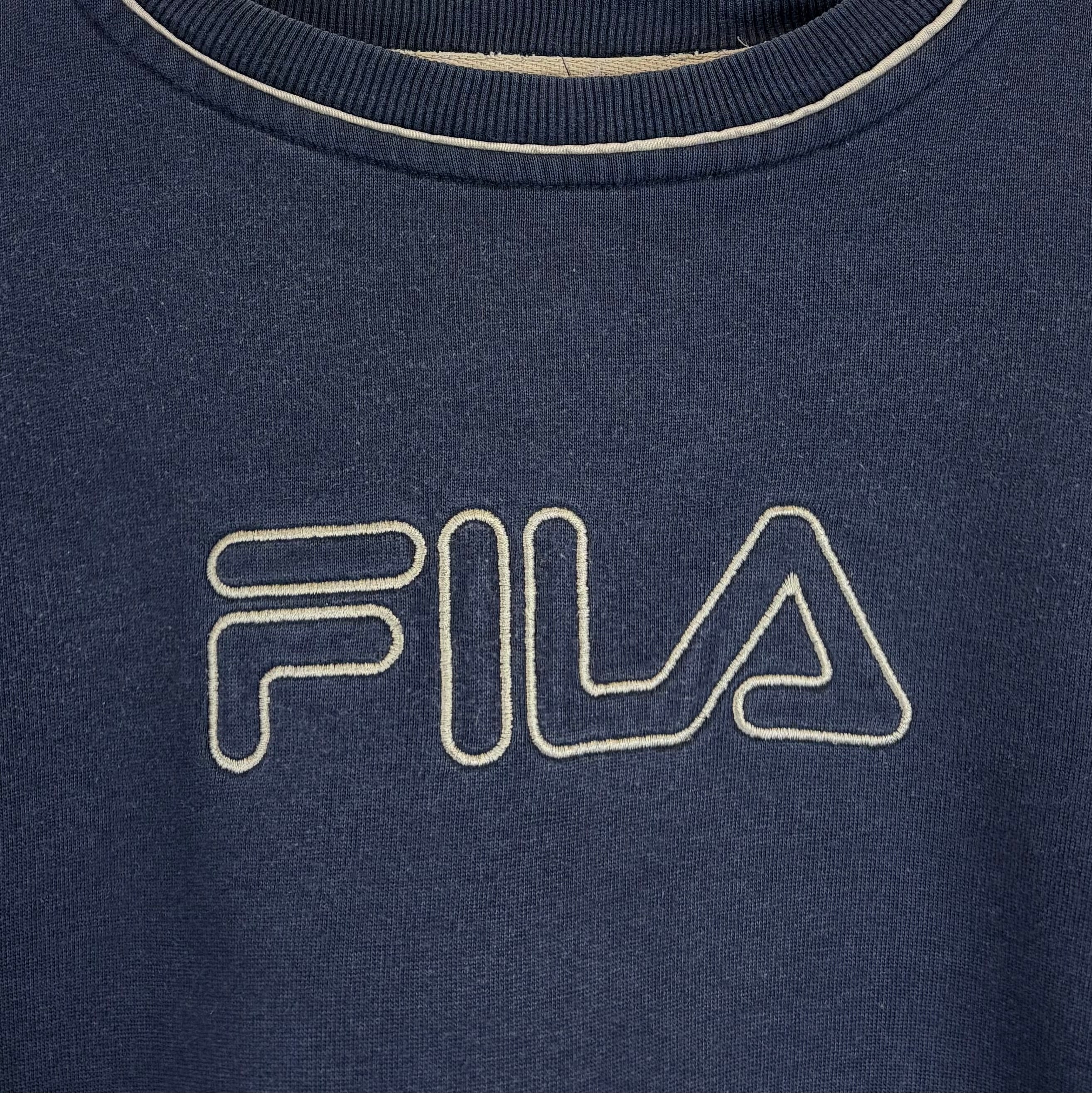 Fila Vintage Big Logo Sweater Marineblau S - Vinverse