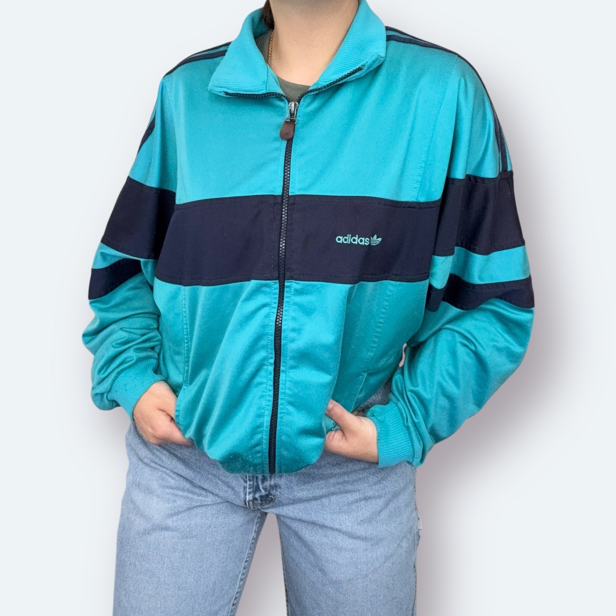 Adidas 80er Vintage Trainingsjacke Türkis M - Vinverse