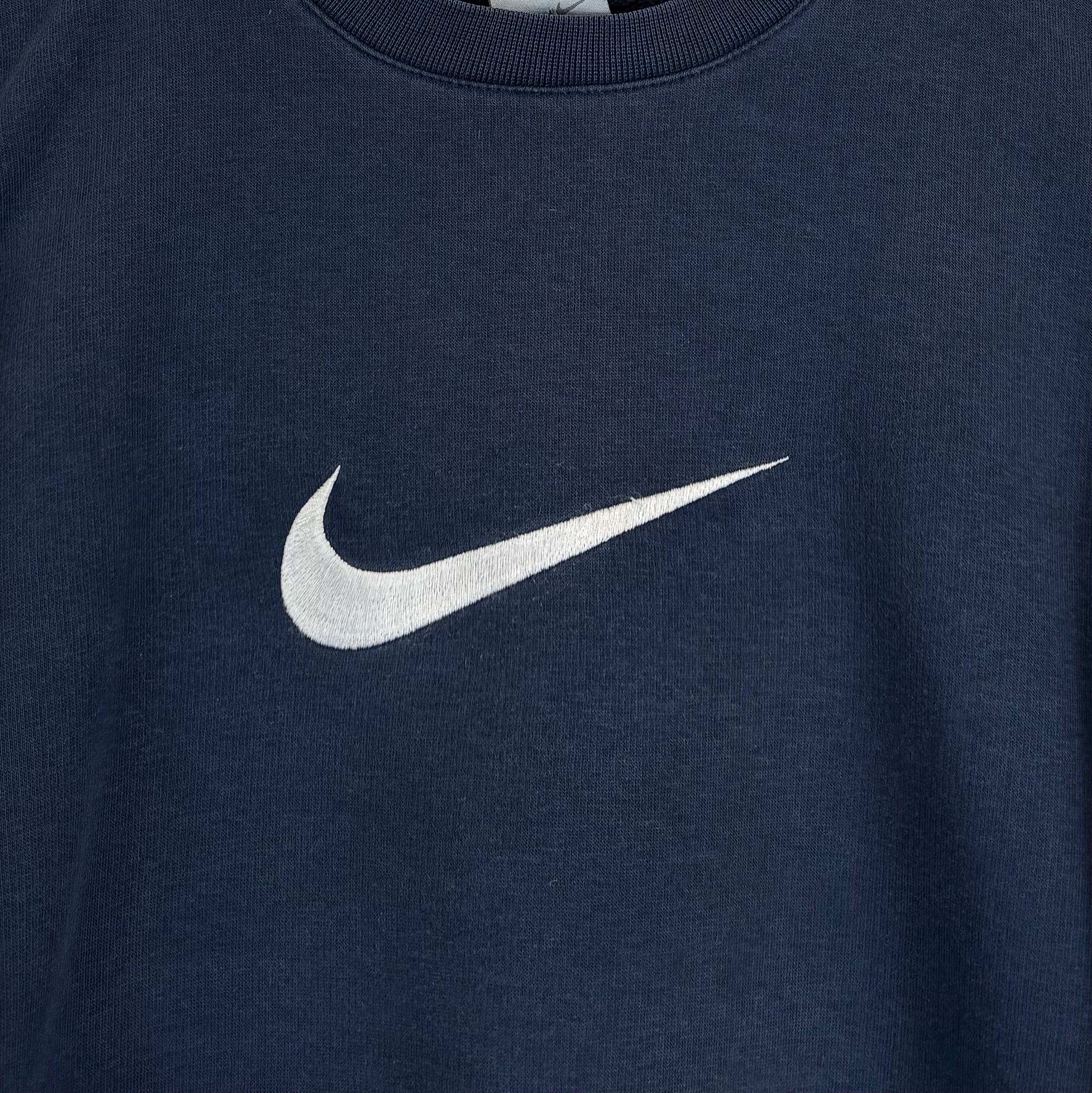 Nike 2000s Sweater Center Swoosh Marineblau M - Vinverse