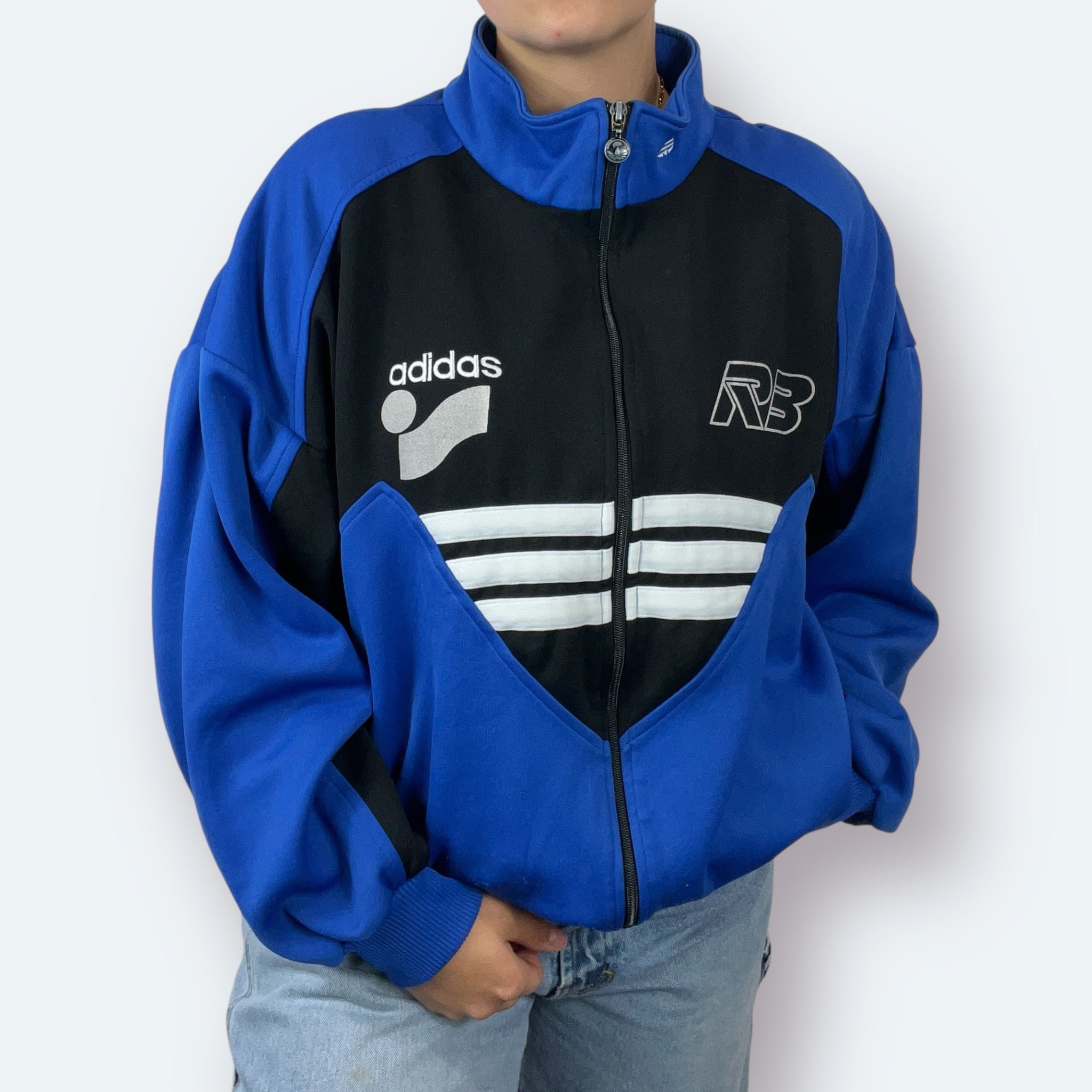 Adidas 80er 80s Vintage Trainingsjacke Blau Schwarz M - Vinverse
