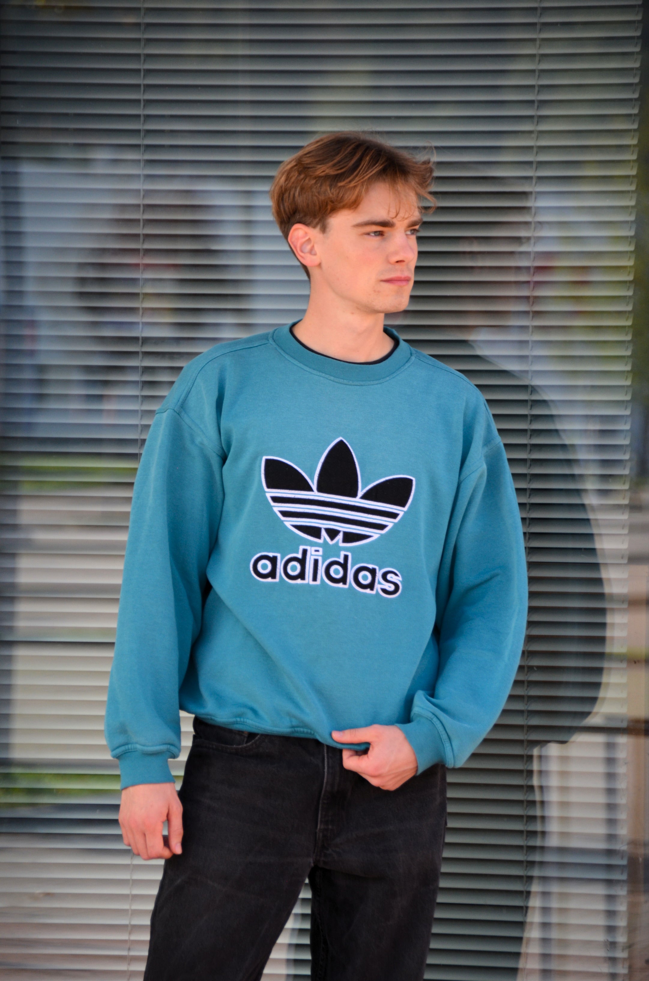 Adidas_Vintage_Sweater_90s_Trefoil_Tuerkis