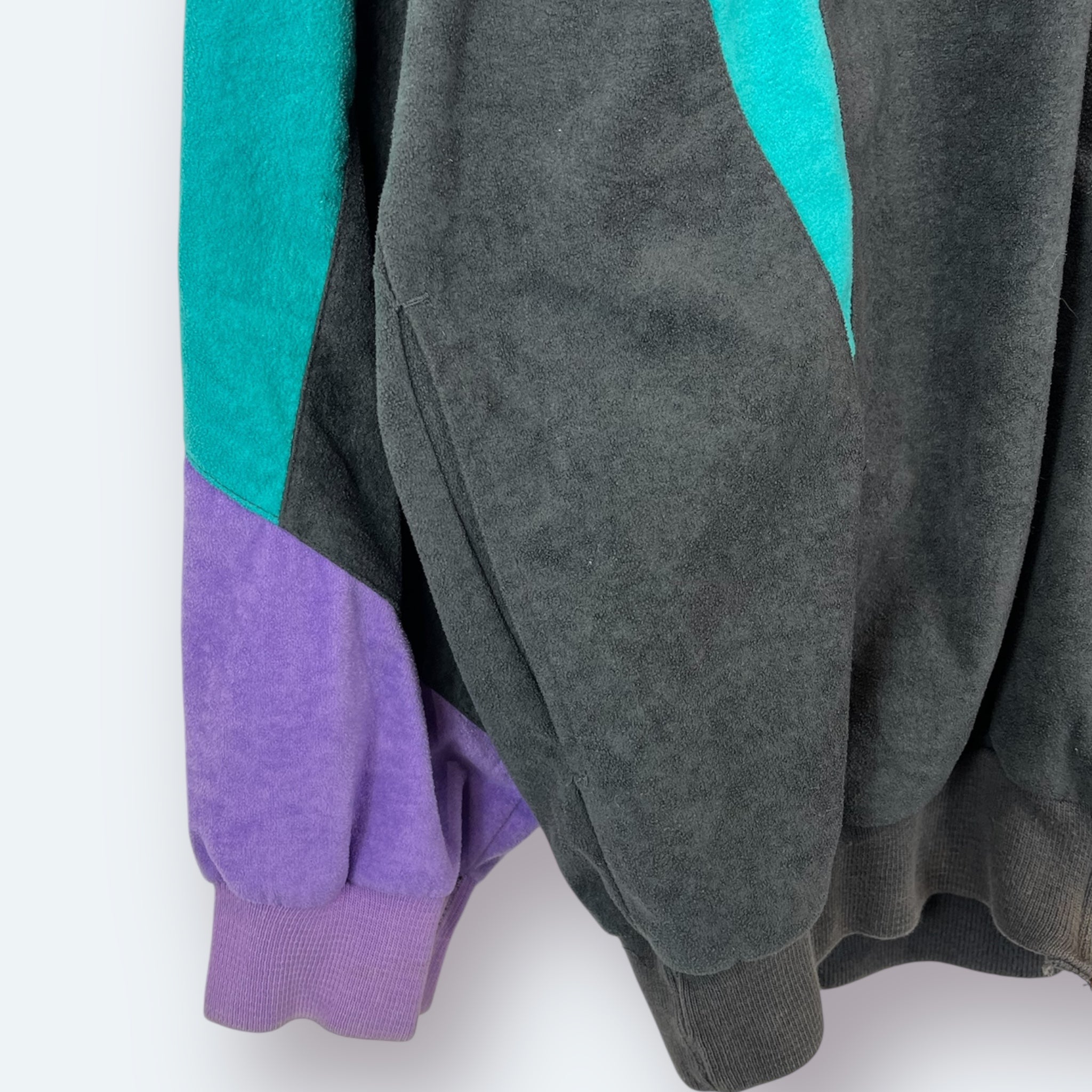 Adidas 80er Vintage Trainingsjacke Samt Schwarz Lila Türkis L - Vinverse