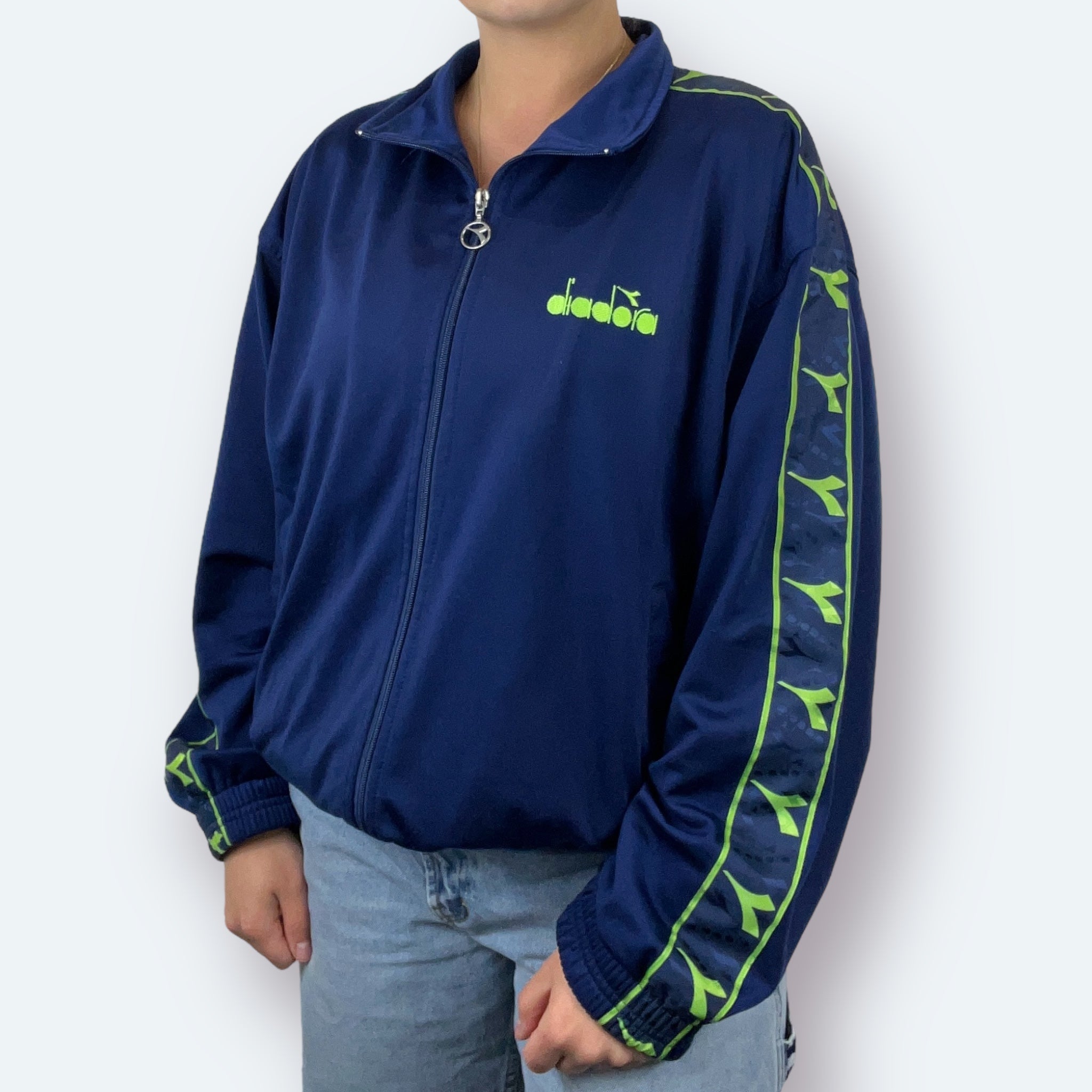Diadora 90s Vintage Trainingsjacke Marineblau S - Vinverse