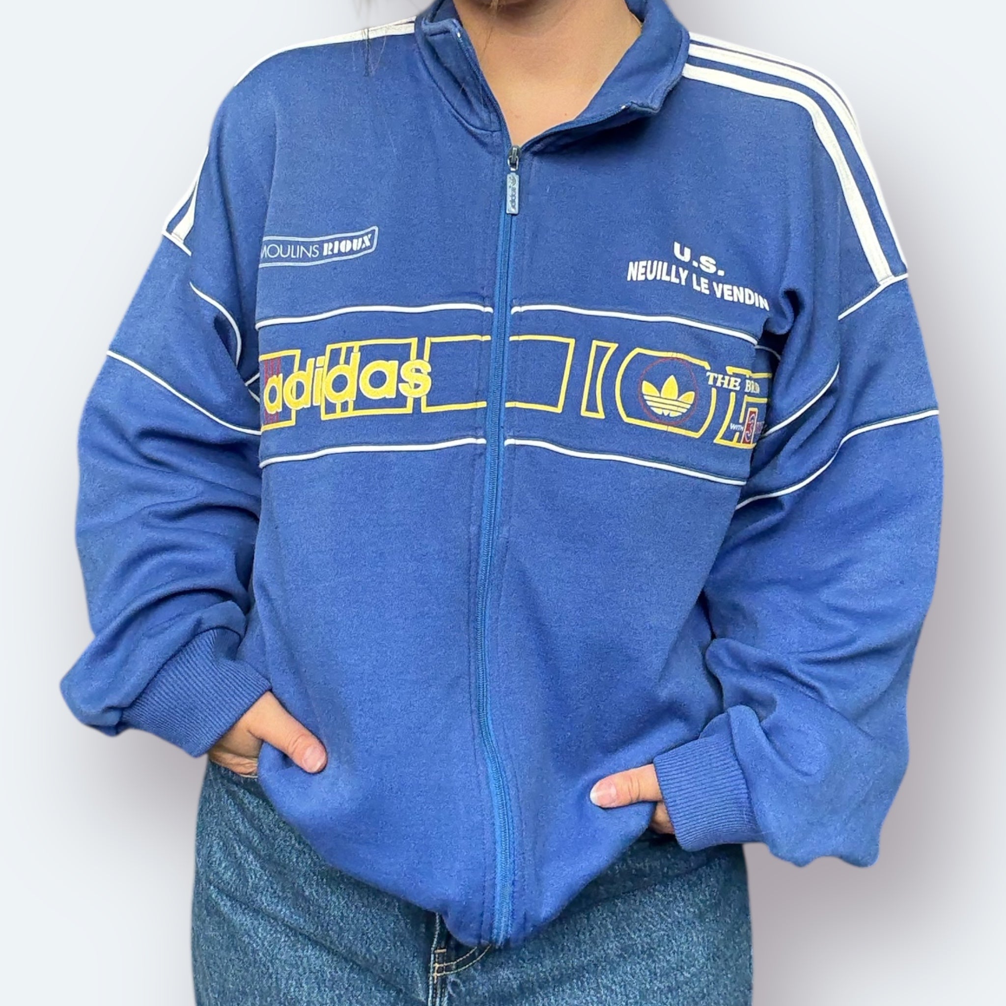Adidas 80er Vintage Trainingsjacke Blau L - Vinverse