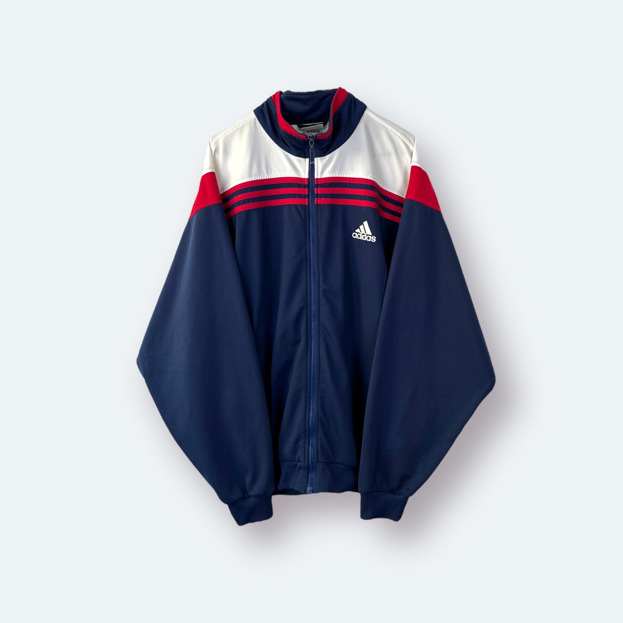 Adidas 90er Vintage Trainingsjacke bestickt Blau L - Vinverse