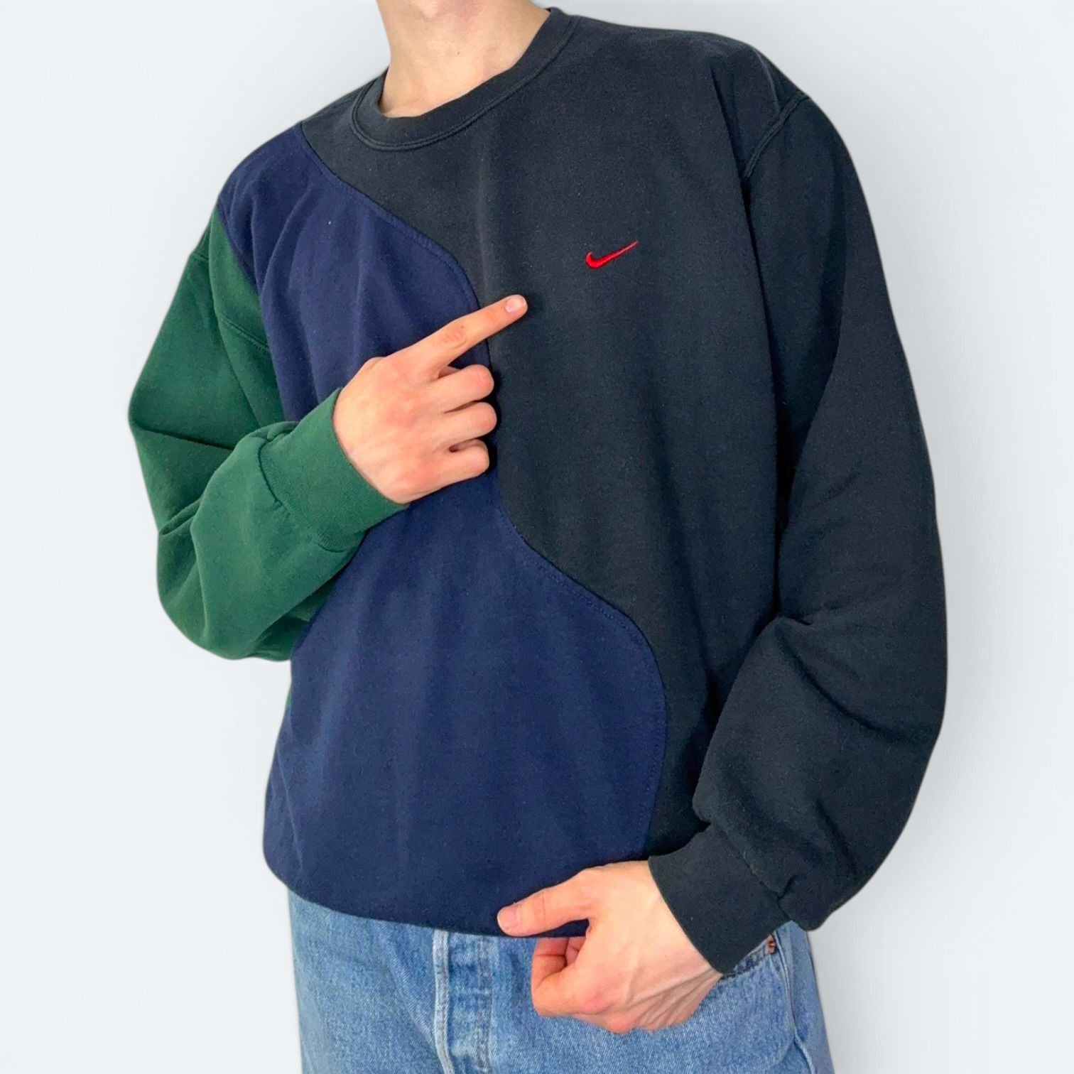 Nike Vintage Sweater Rework Colorblock Bunt L - Vinverse