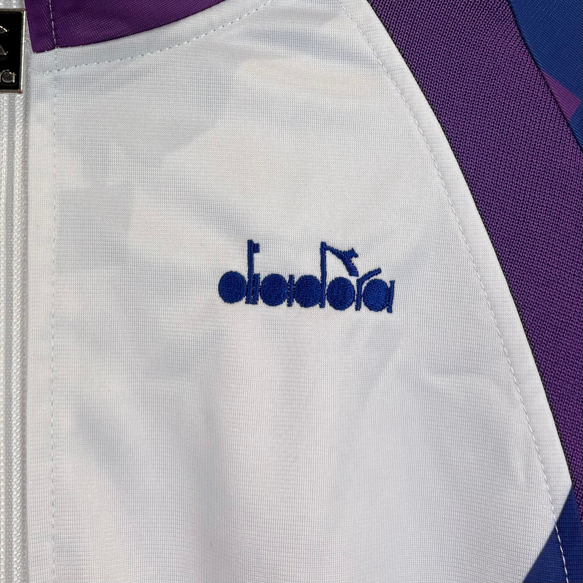 Diadora Retro 1990s Jim Courier Trainingsjacke Weiß Lila L - Vinverse