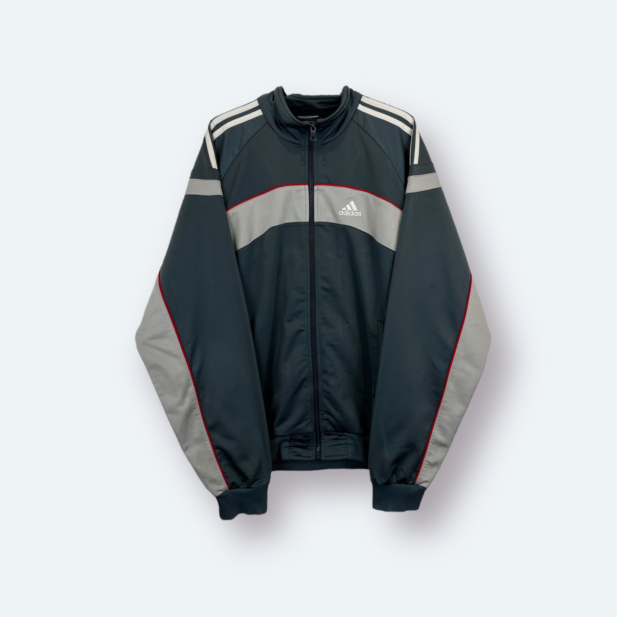 Adidas 2000er Trainingsjacke mit Rückenstick Grau M - Vinverse