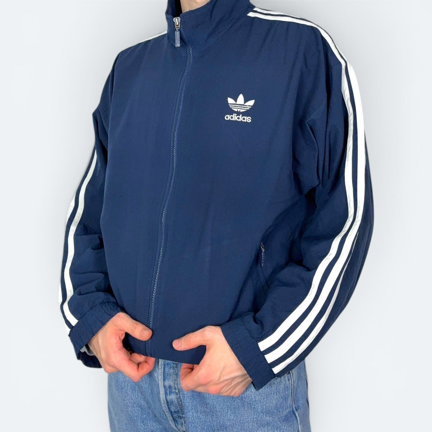 Adidas Vintage Trainingsjacke 80s Marineblau L - Vinverse