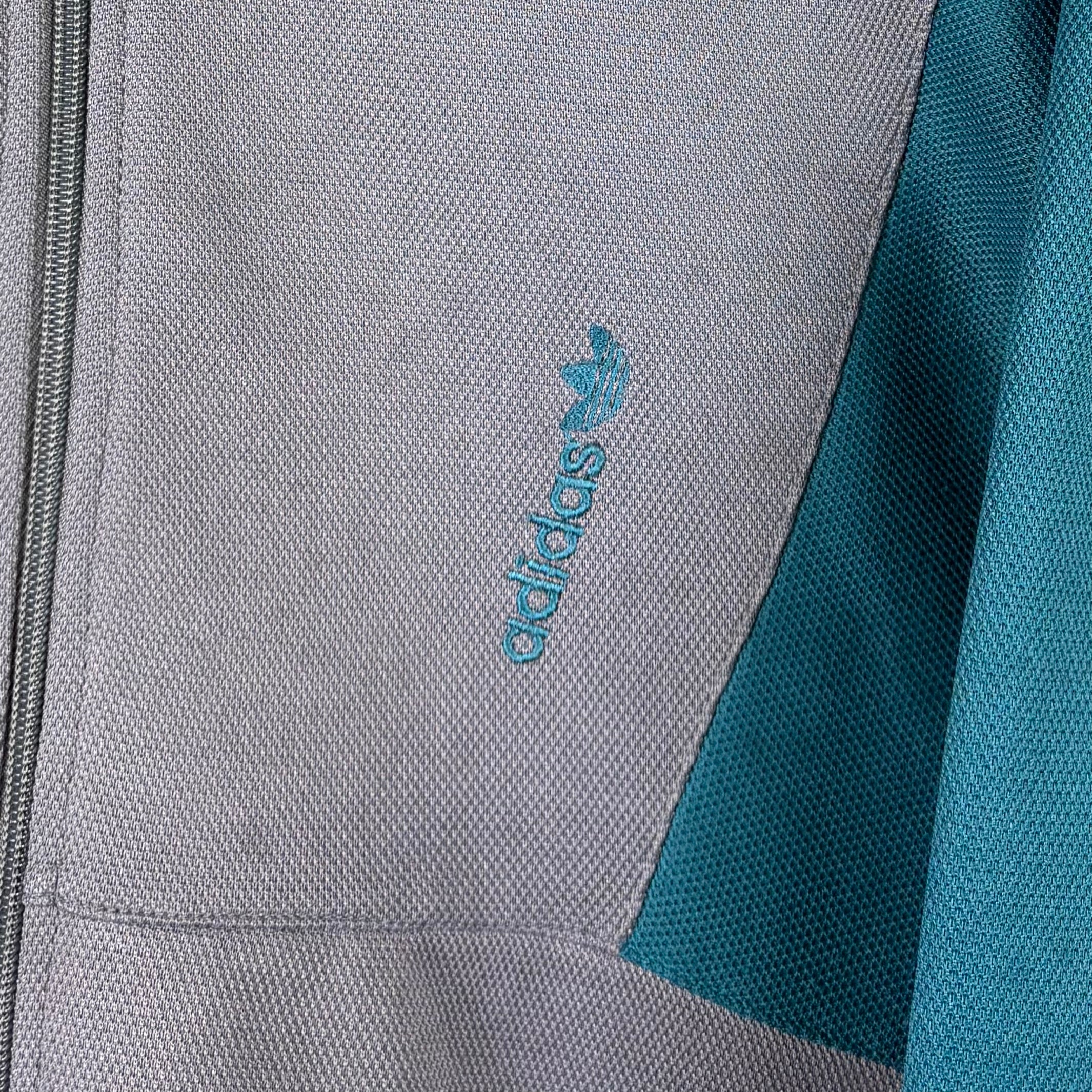 Adidas 80s Vintage Trainingsjacke Grau Türkis XL - Vinverse