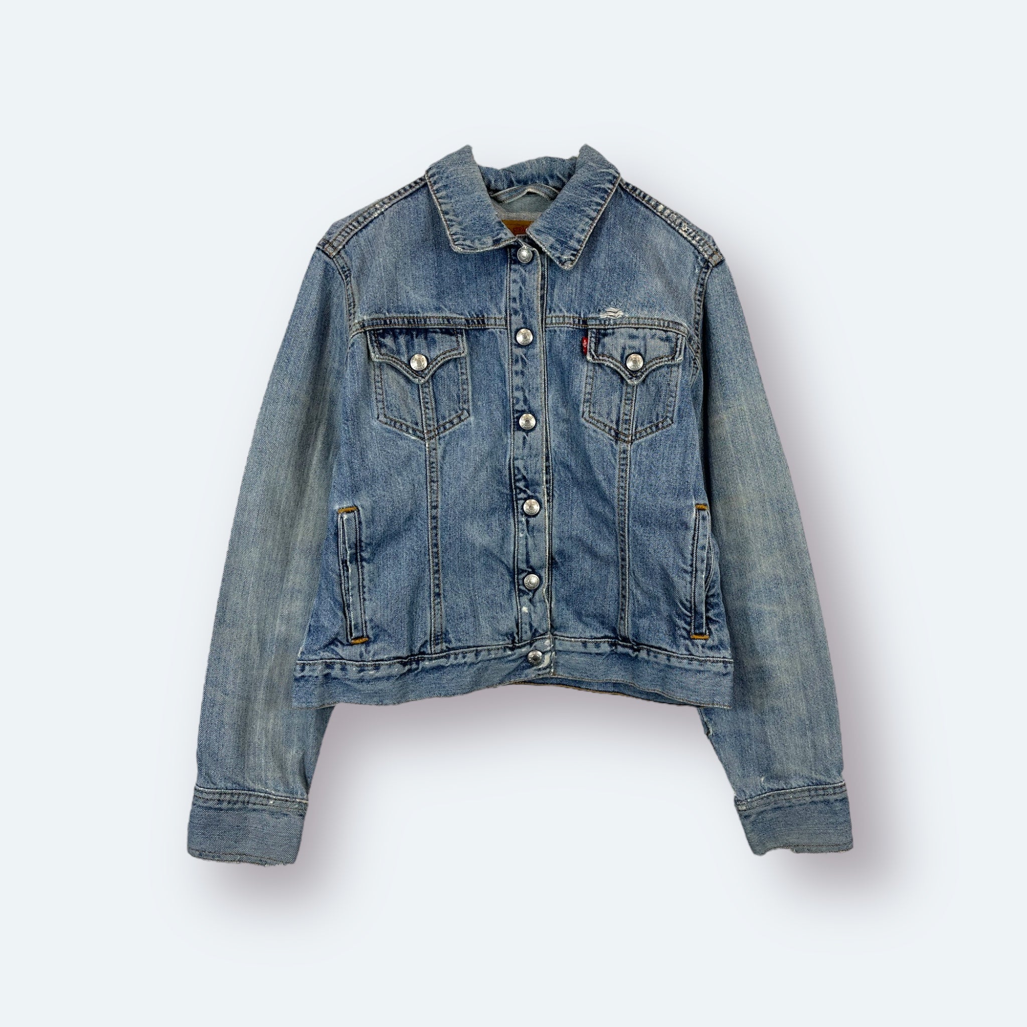 Distressed Levi’s Jeans Jacke Blau Damen L - Vinverse