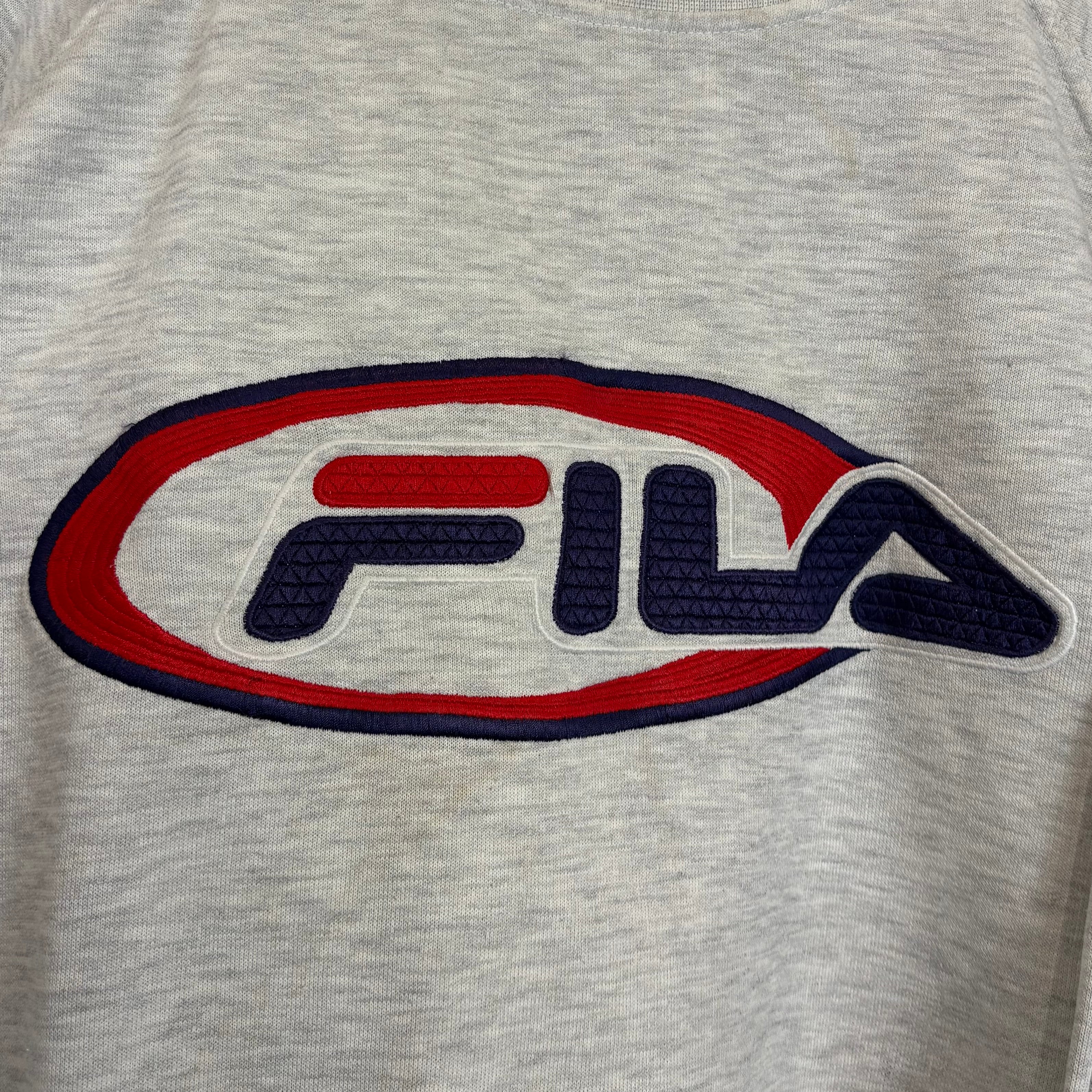 Fila 90s Vintage Sweater Big Logo Grau XL - Vinverse