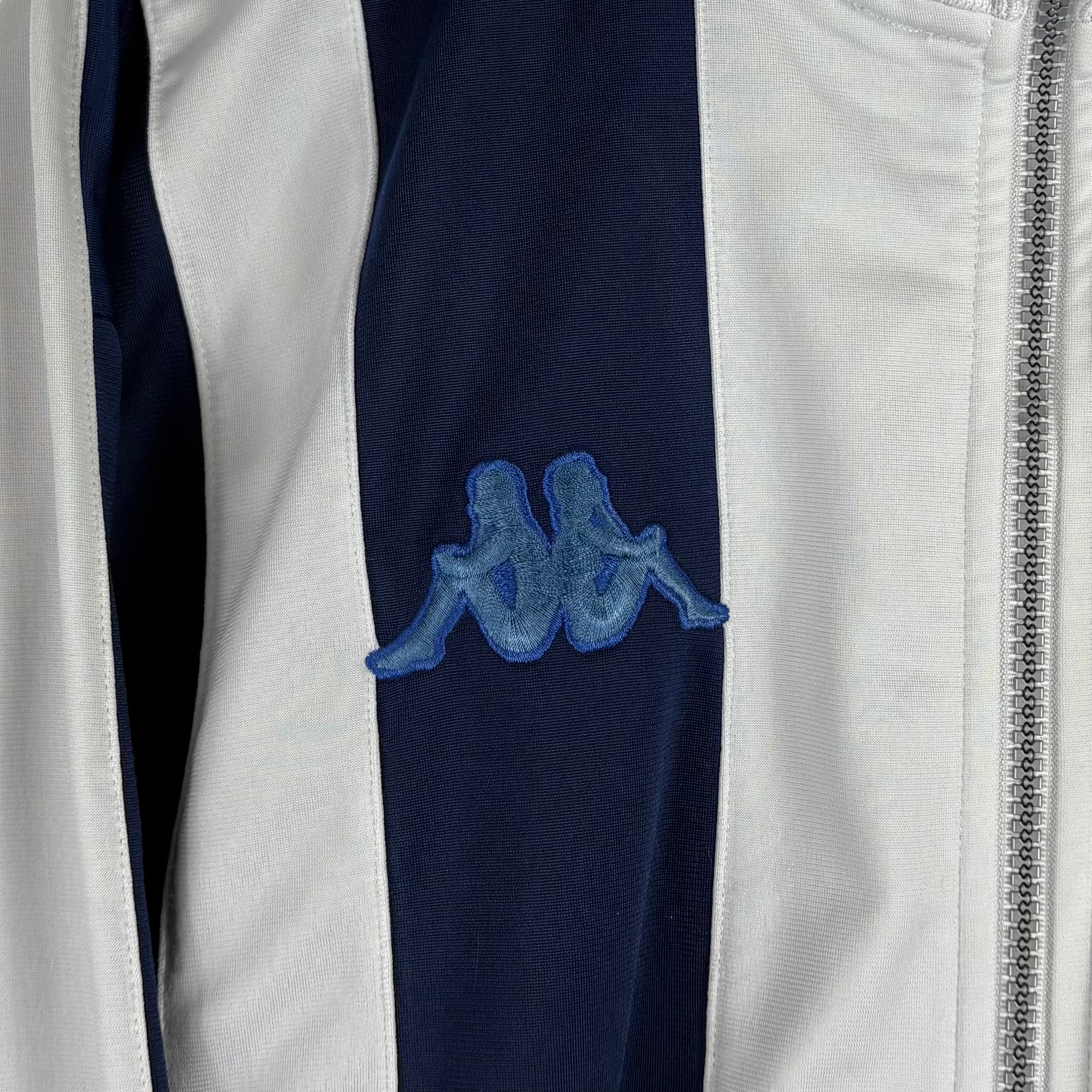 Kappa 90s Vintage Trainingsjacke Weiß Marineblau XL - Vinverse