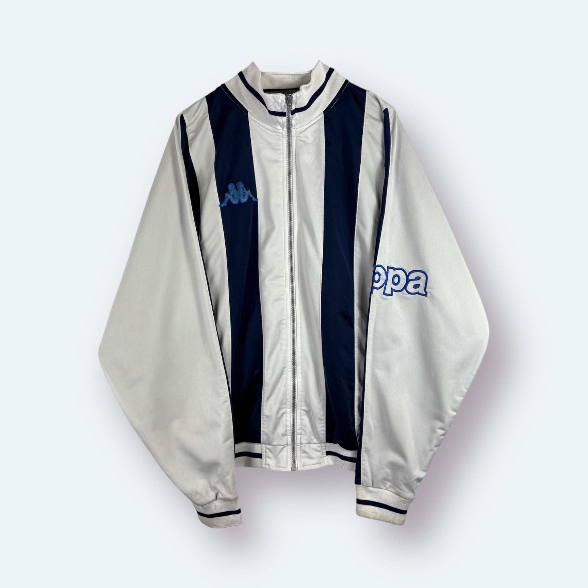 Kappa 90s Vintage Trainingsjacke Weiß Marineblau XL - Vinverse