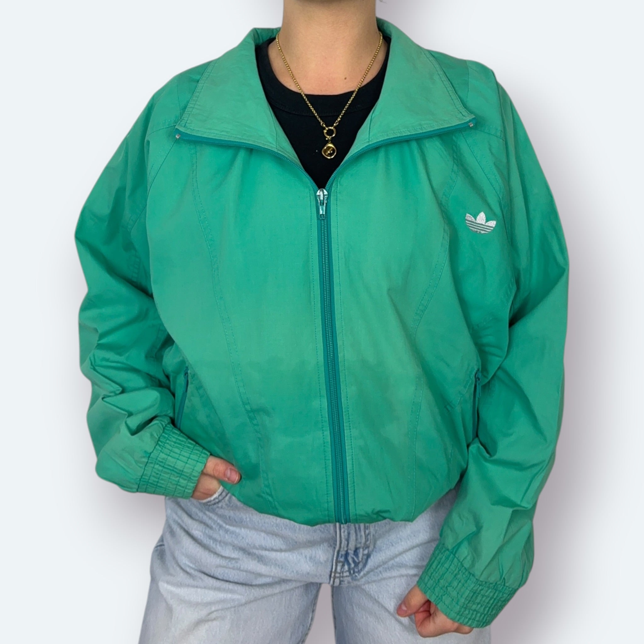 Adidas Vintage Trainingsjacke 90s Trefoil Grün M - Vinverse