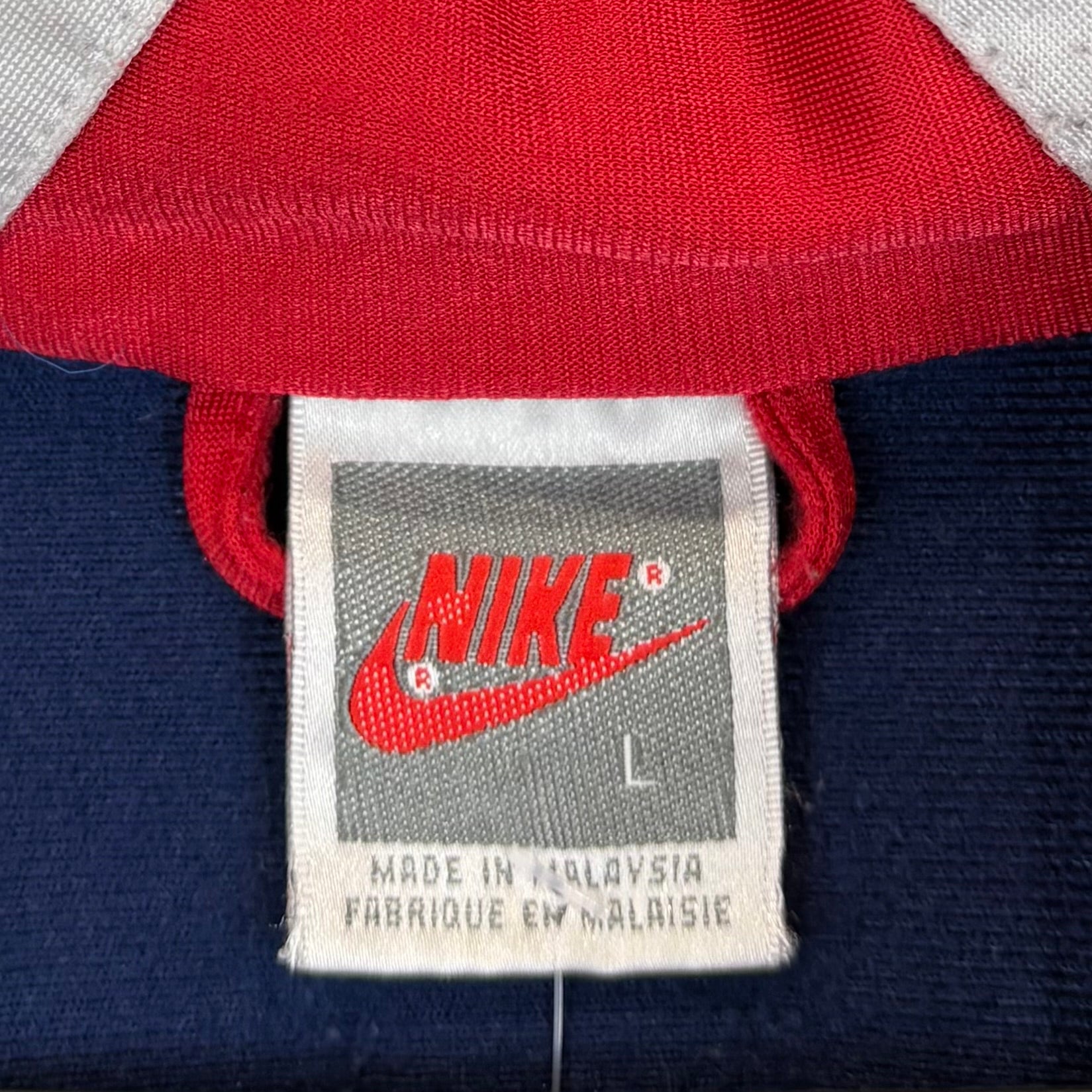 Nike 90s Vintage Trainingsjacke Marineblau Rot L - Vinverse