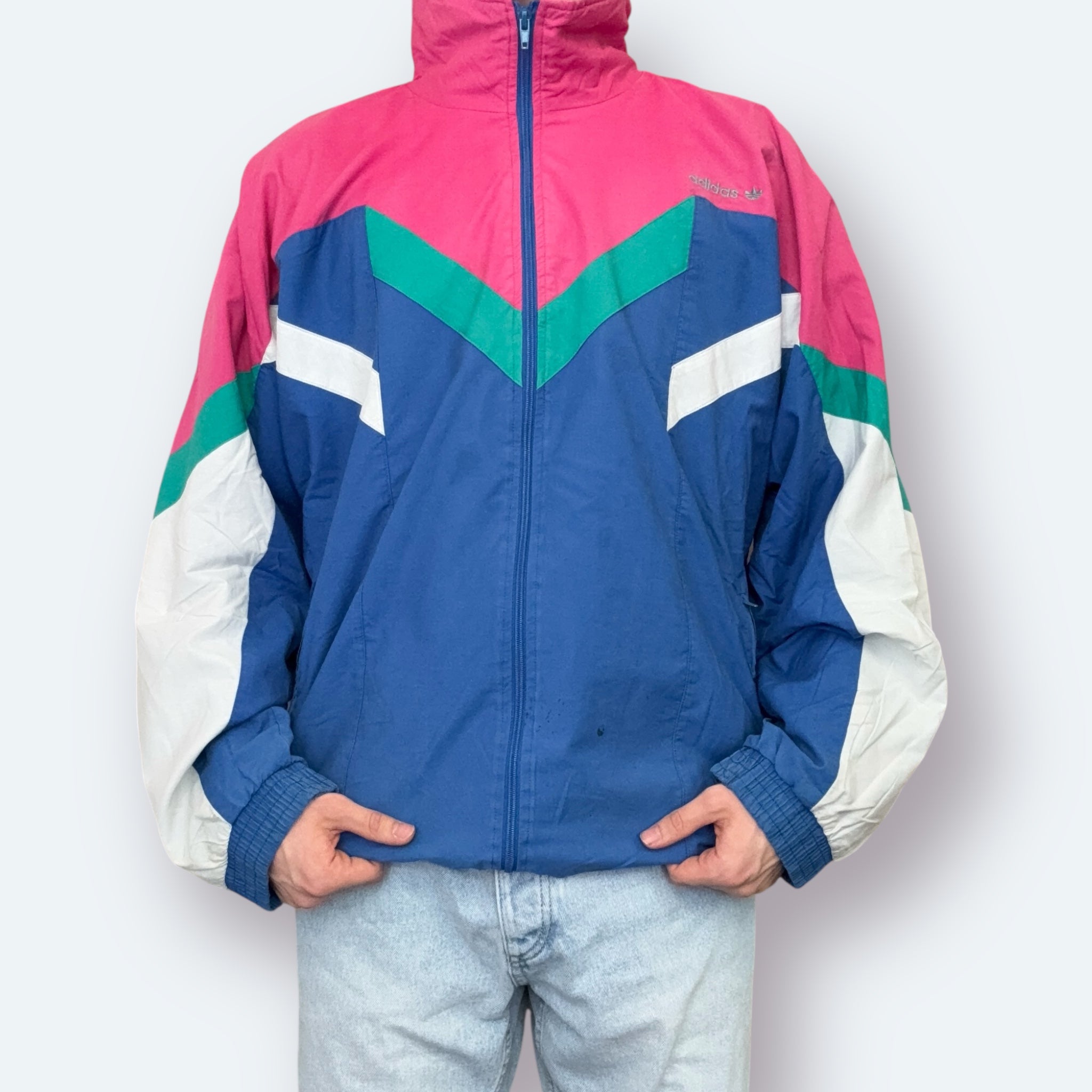 Adidas 80er Vintage Trainingsjacke bestickt M - Vinverse