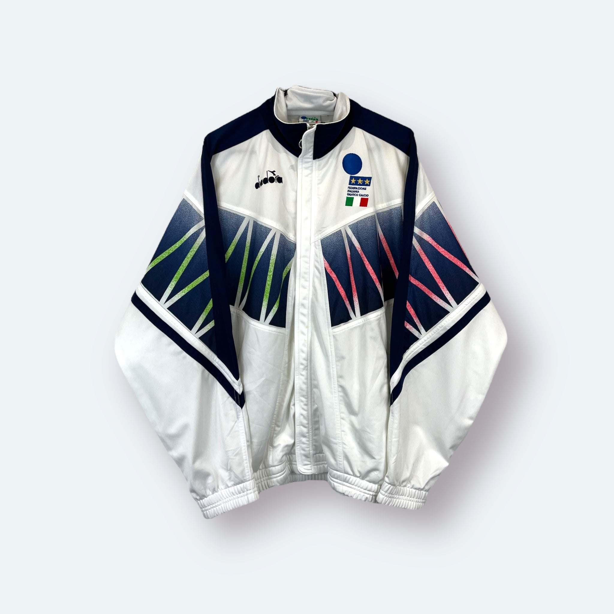 Diadora 1994 Vintage Italien World Cup Pre Match Trainingsjacke Weiß XL - Vinverse