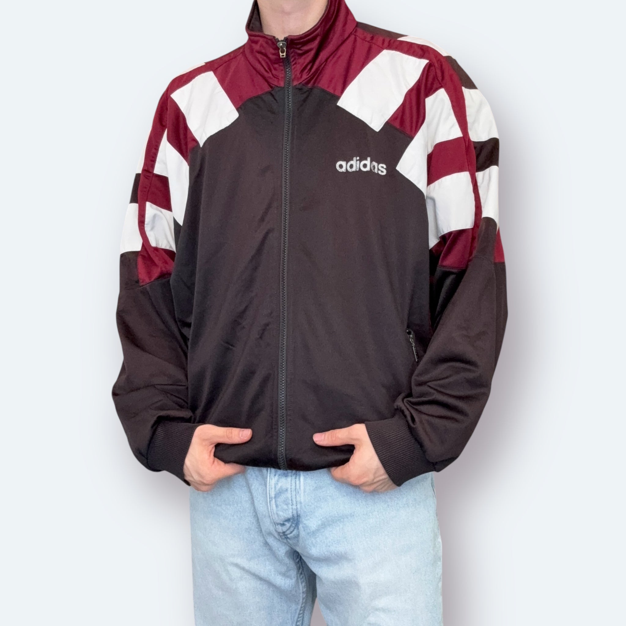 Adidas 90er Trainingsjacke bestickt Schwarz L - Vinverse