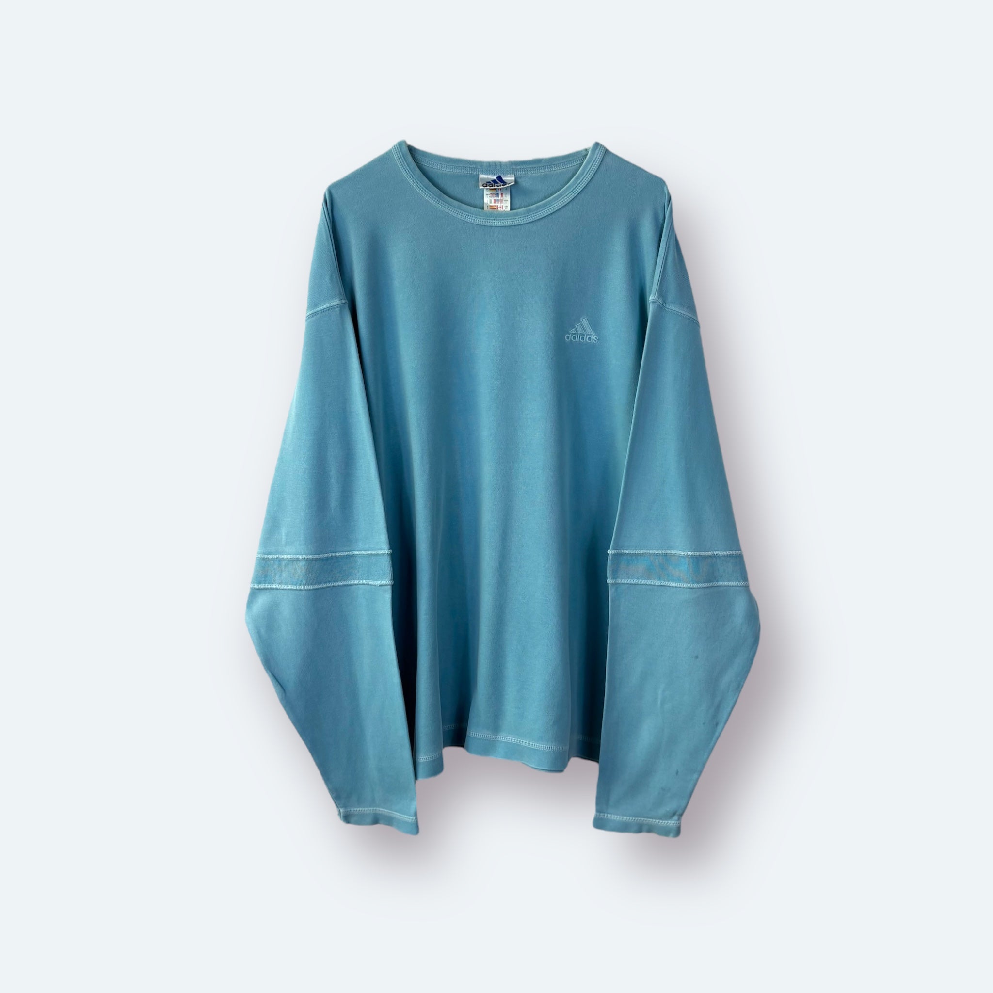 Adidas 90er Vintage Sweater bestickt Hellblau L - Vinverse
