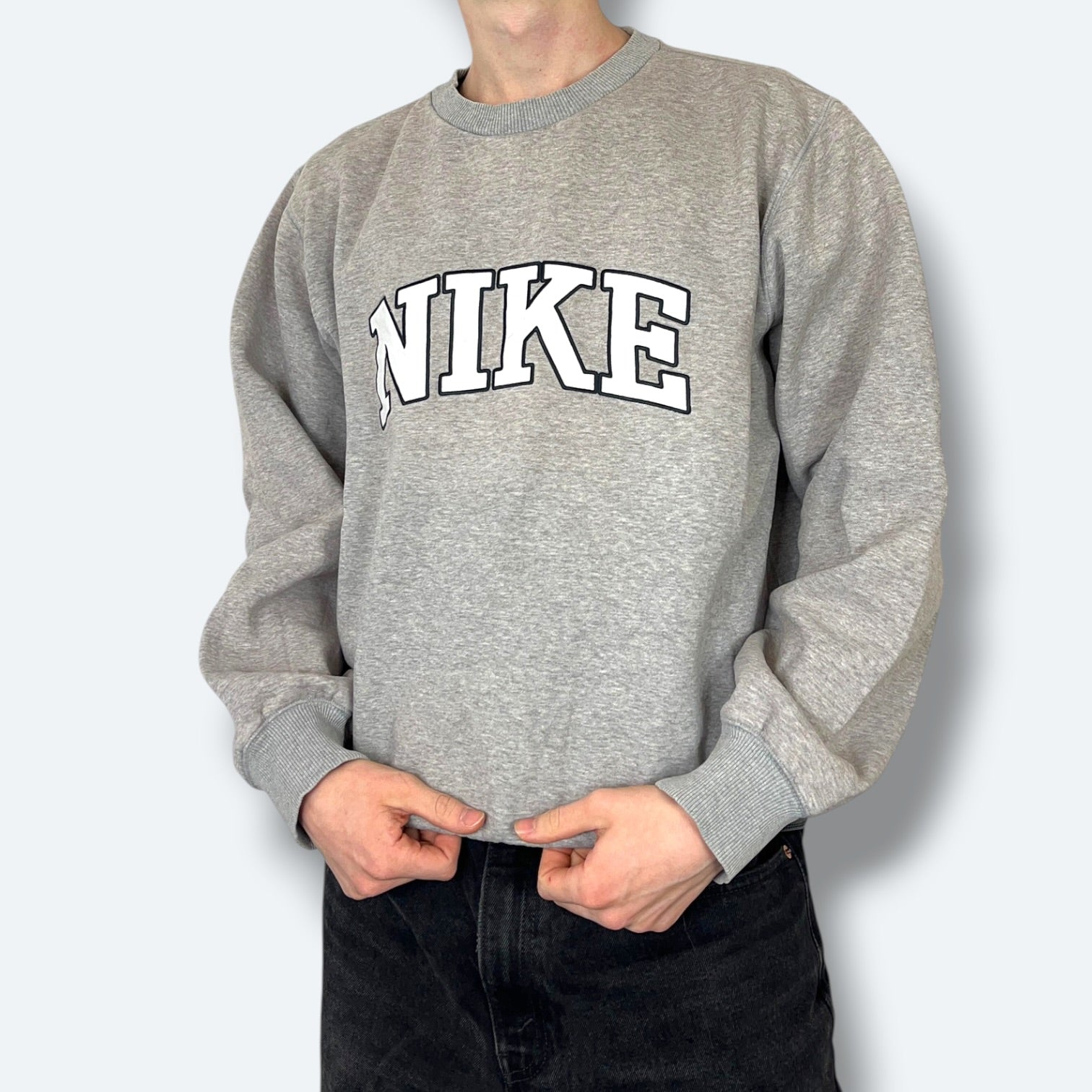 Nike Sweater 2000s Big Logo Grau L - Vinverse