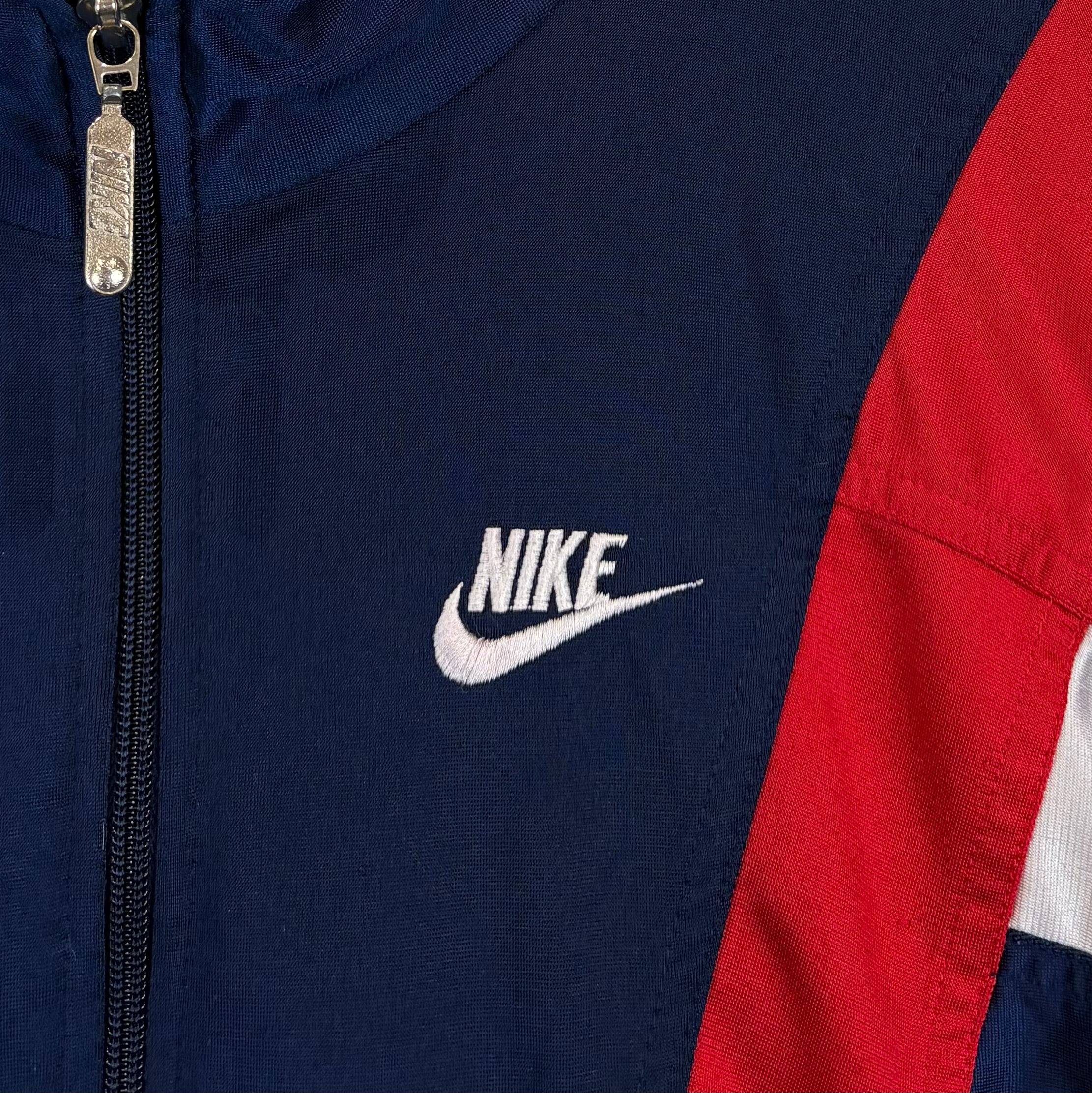 Nike 90s Vintage Trainingsjacke Marineblau Rot L - Vinverse