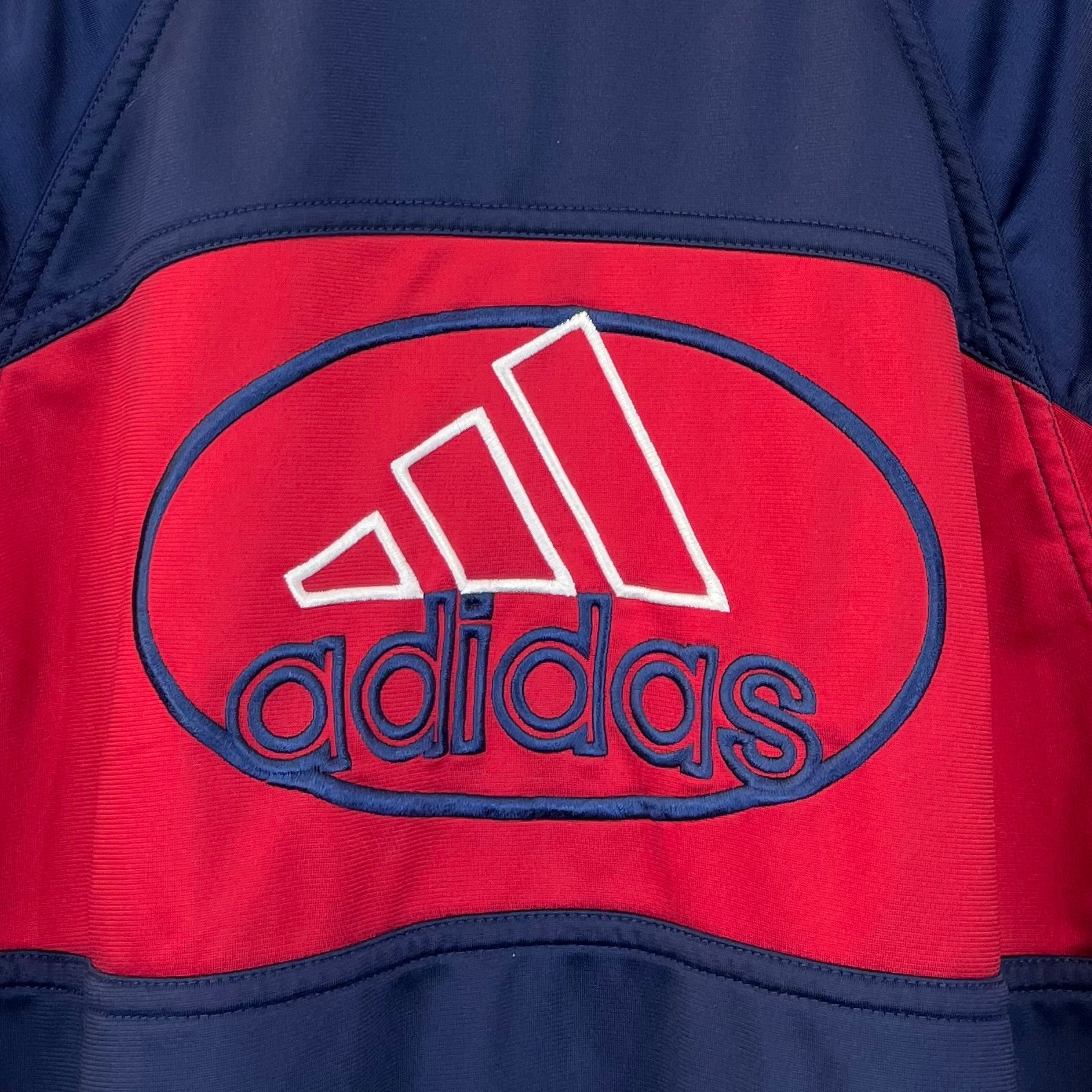 Adidas 90er Vintage Trainingsjacke bestickt Marineblau L - Vinverse