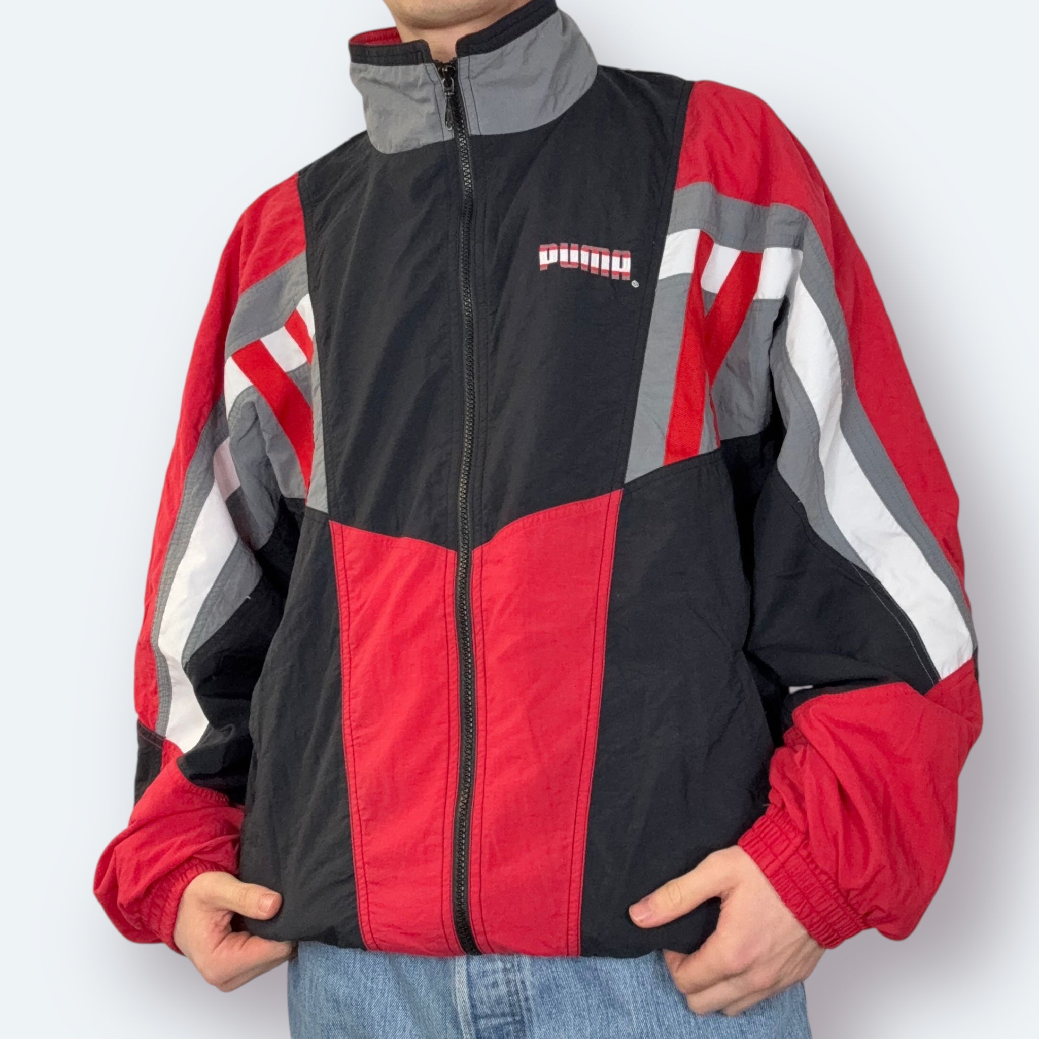 Puma 90s Vintage Trainingsjacke Rot Schwarz L - Vinverse