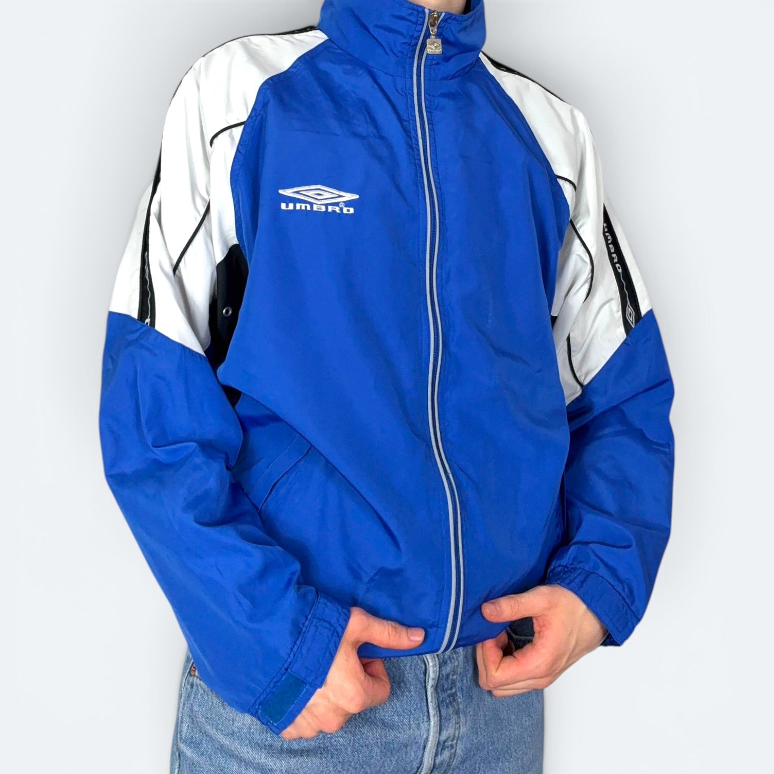Umbro Vintage Trainingsjacke 90s Blau Weiß S - Vinverse